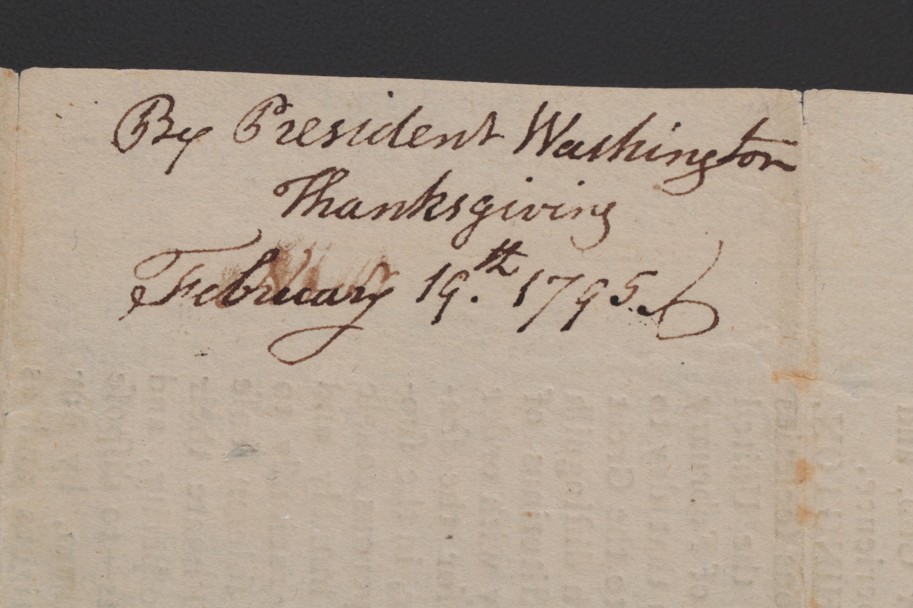 George Washington Printed Proclamation of Thanksgiving and Prayer, 1795