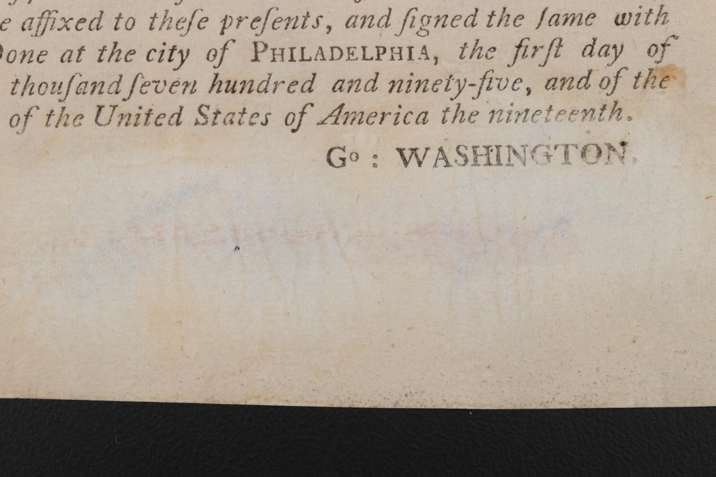 George Washington Printed Proclamation of Thanksgiving and Prayer, 1795