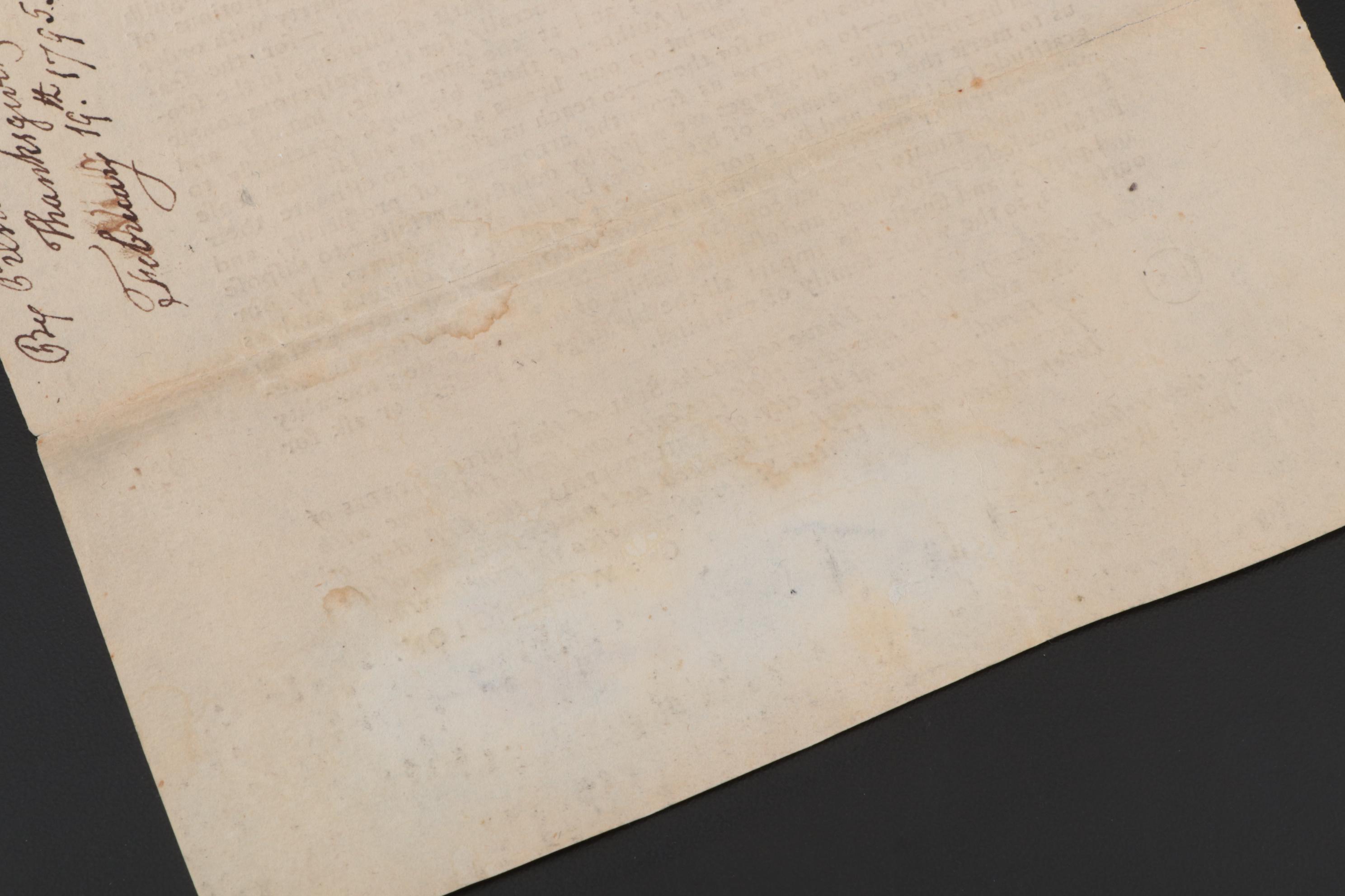 George Washington Printed Proclamation of Thanksgiving and Prayer, 1795