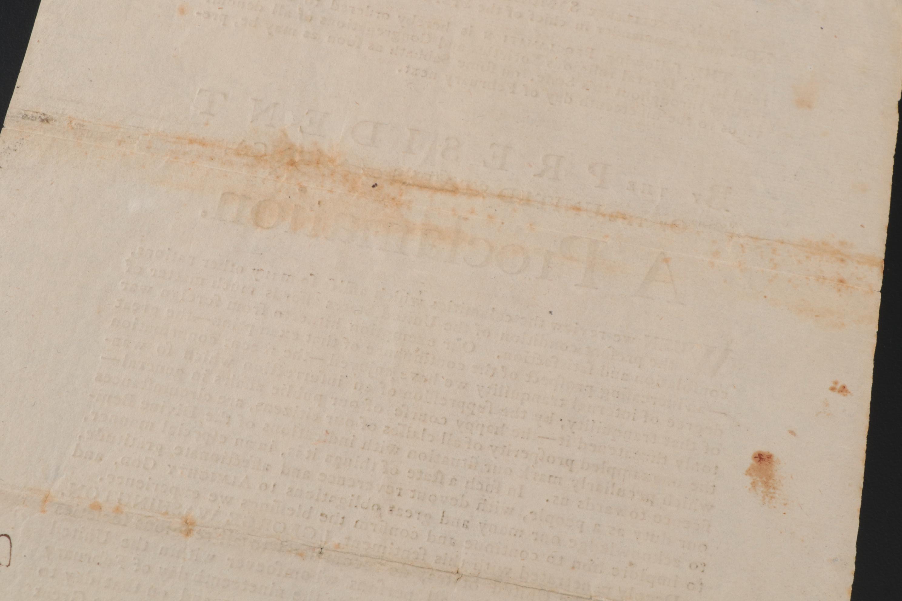 George Washington Printed Proclamation of Thanksgiving and Prayer, 1795