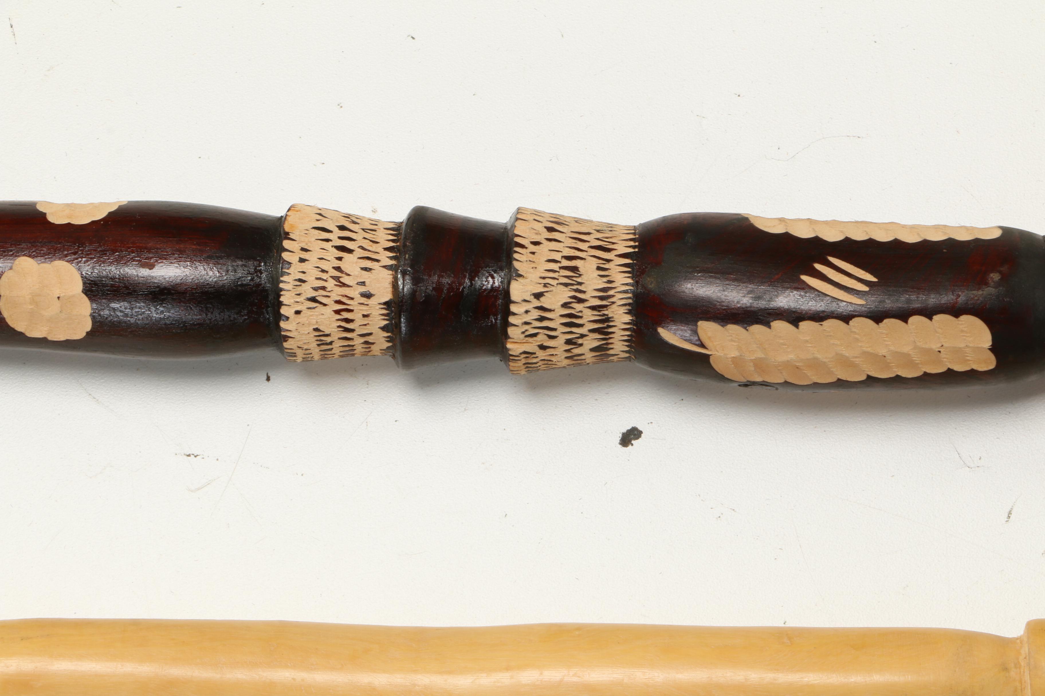 Jamaican and African Carved Wooden Walking Sticks