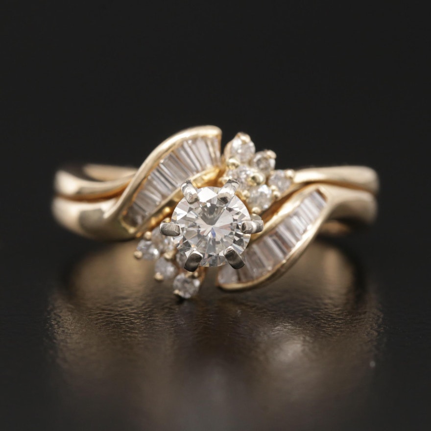 14K Yellow Gold Diamond Ring Set