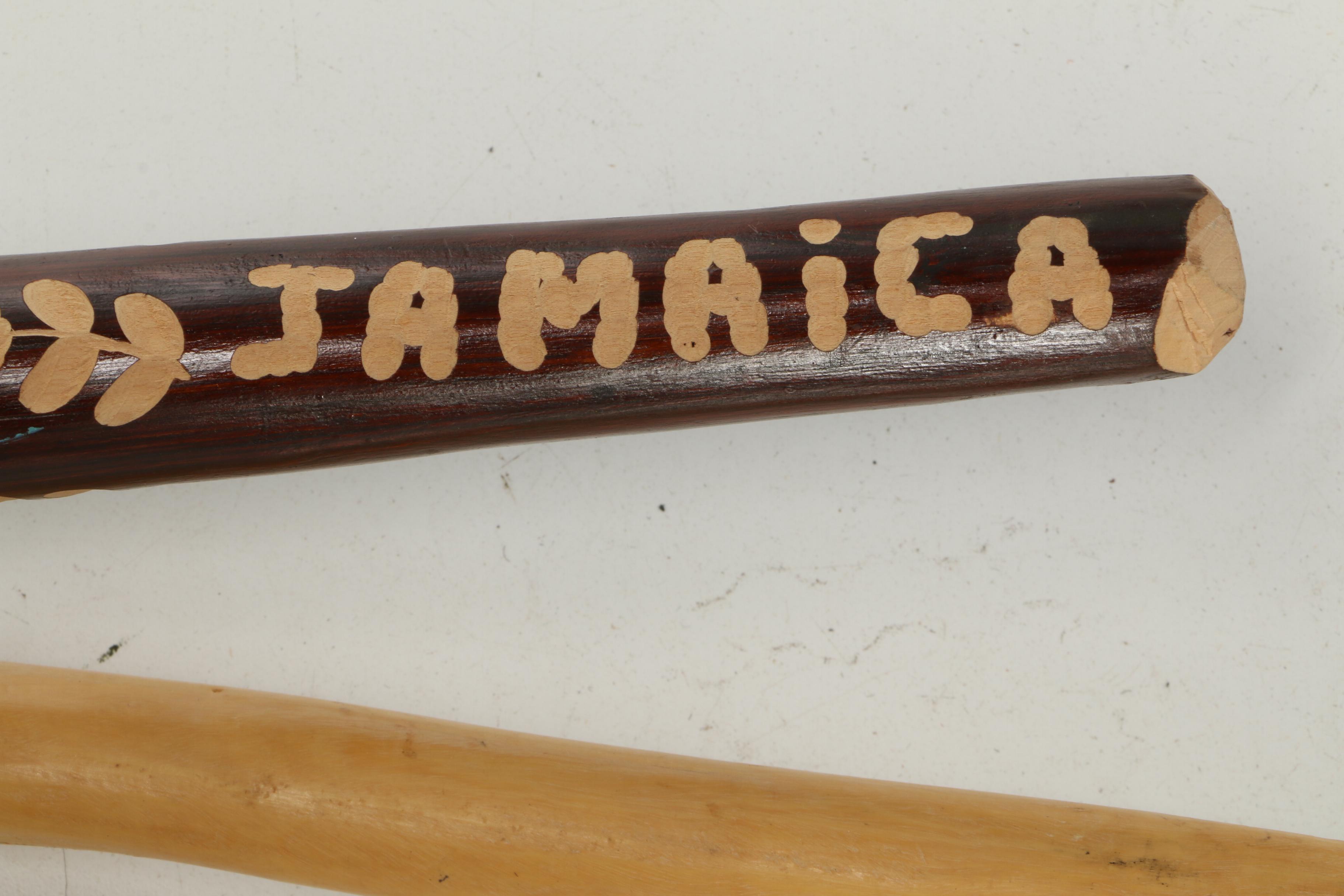 Jamaican and African Carved Wooden Walking Sticks