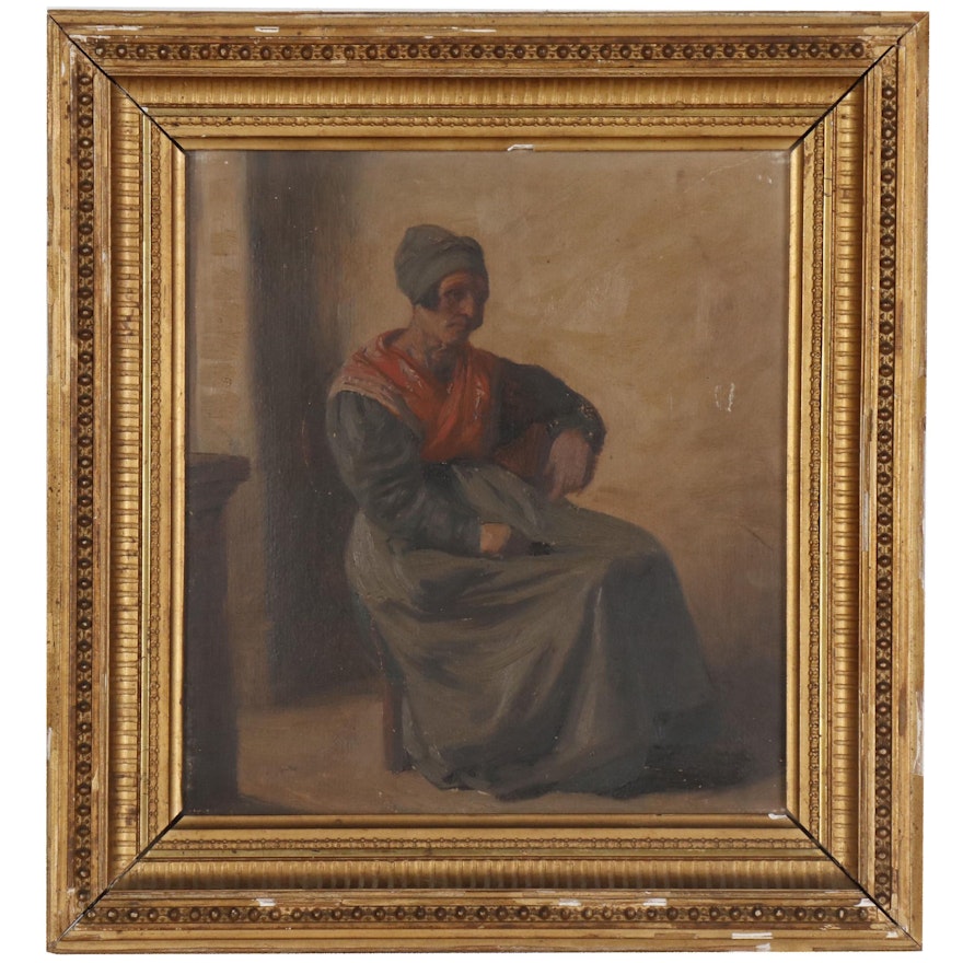 Continental School Figure Oil Painting, Late 19th Century