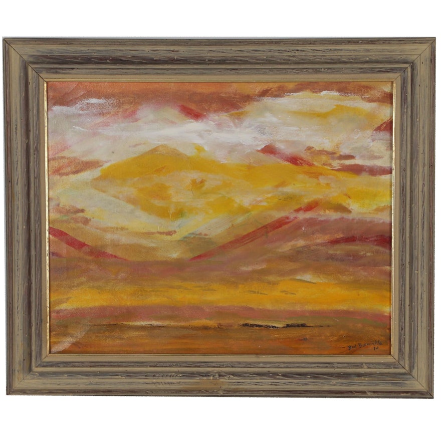 Bud Burwinkle Abstract Landscape Oil Painting, 1975