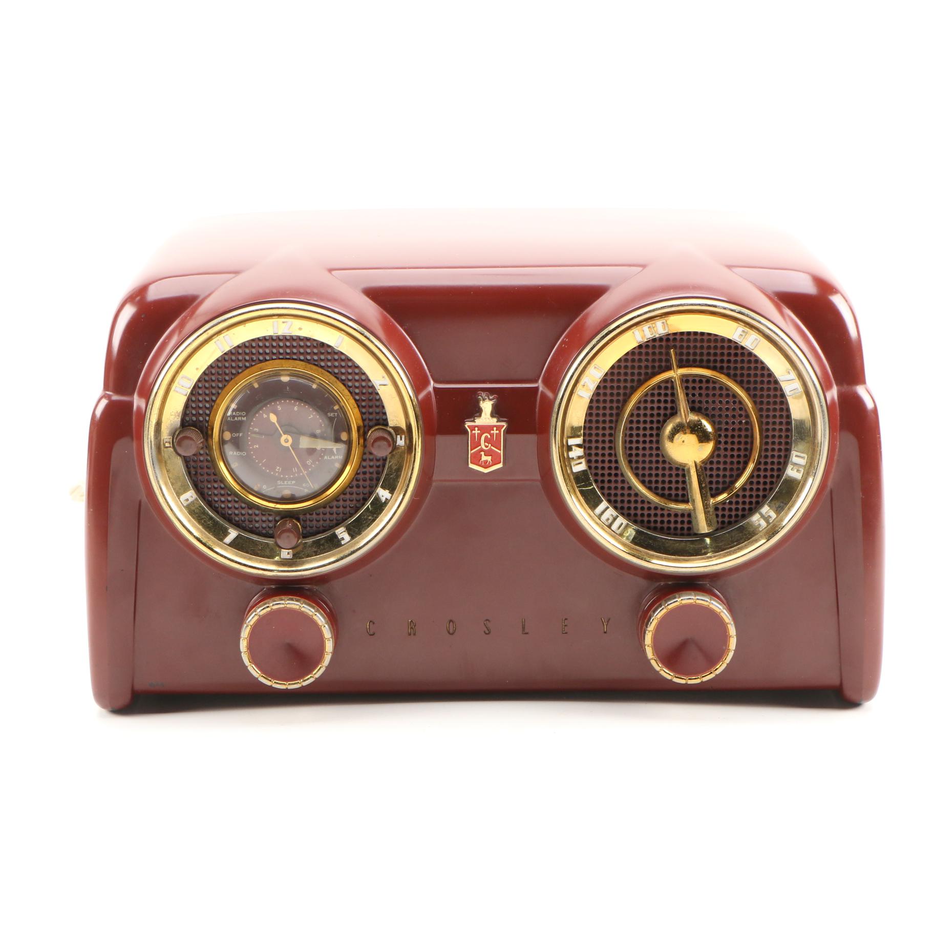 Mid Century Modern Crosley Clock Radio, 1950s