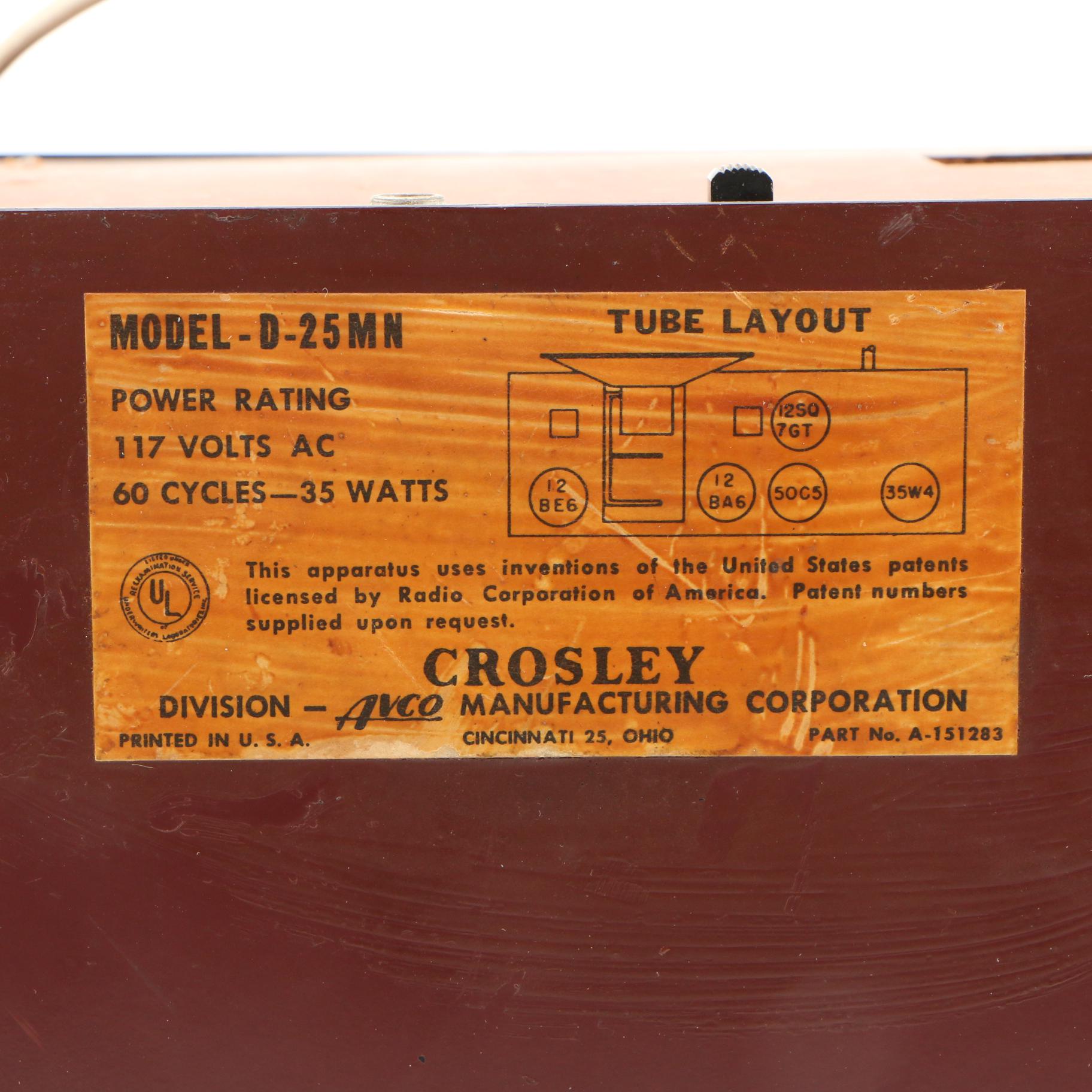 Mid Century Modern Crosley Clock Radio, 1950s