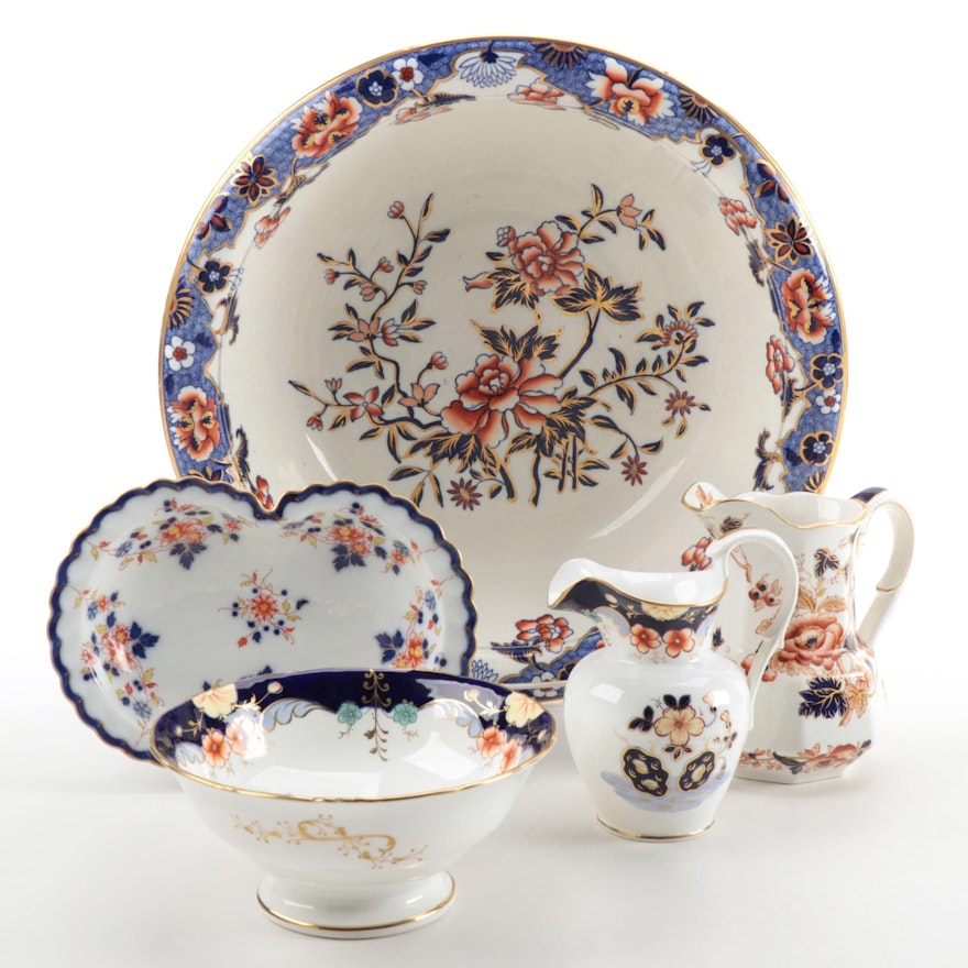 English and Austrian Imari Style Ceramic Vanity Pieces Including Spode