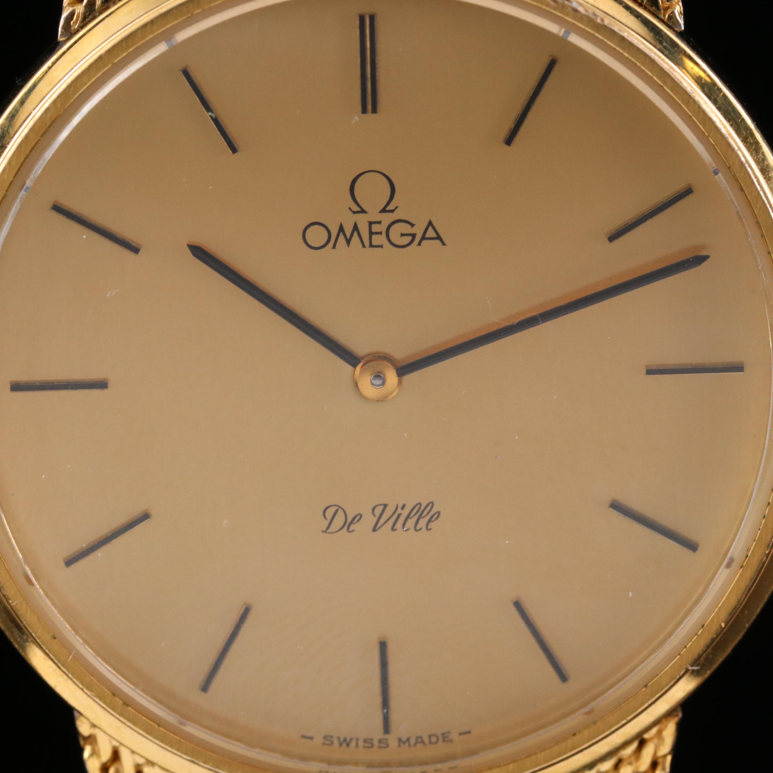 Omega DeVille Gold Tone Stem Wind Watch, Vintage