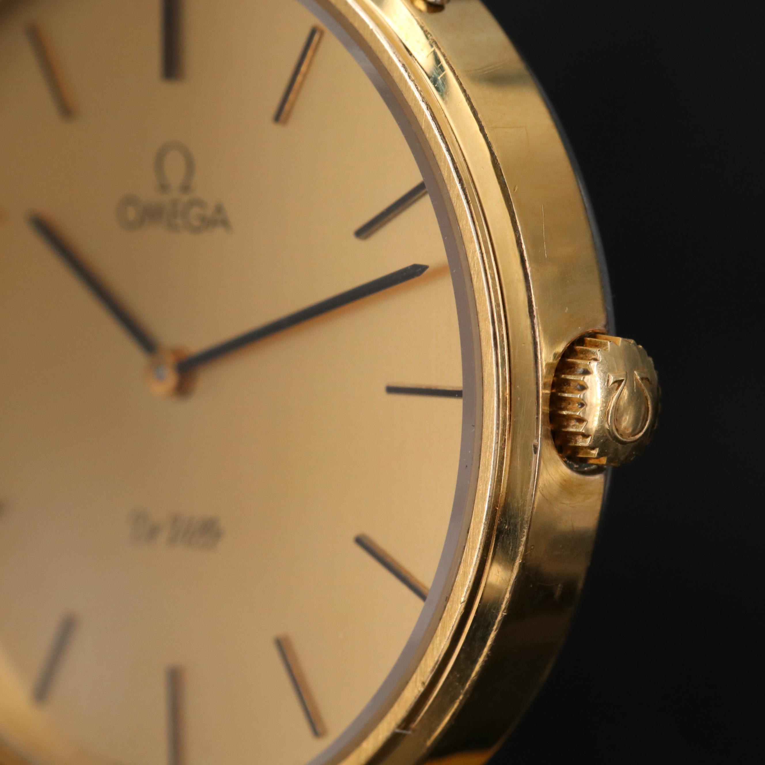 Omega DeVille Gold Tone Stem Wind Watch, Vintage