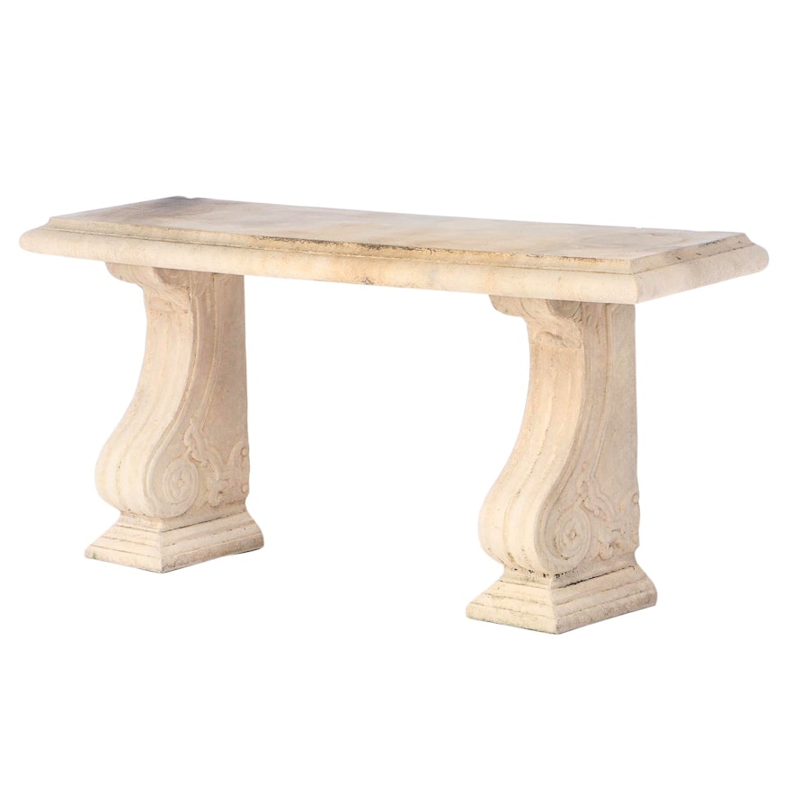 Cast Faux Stone Console Table, Late 20th Century