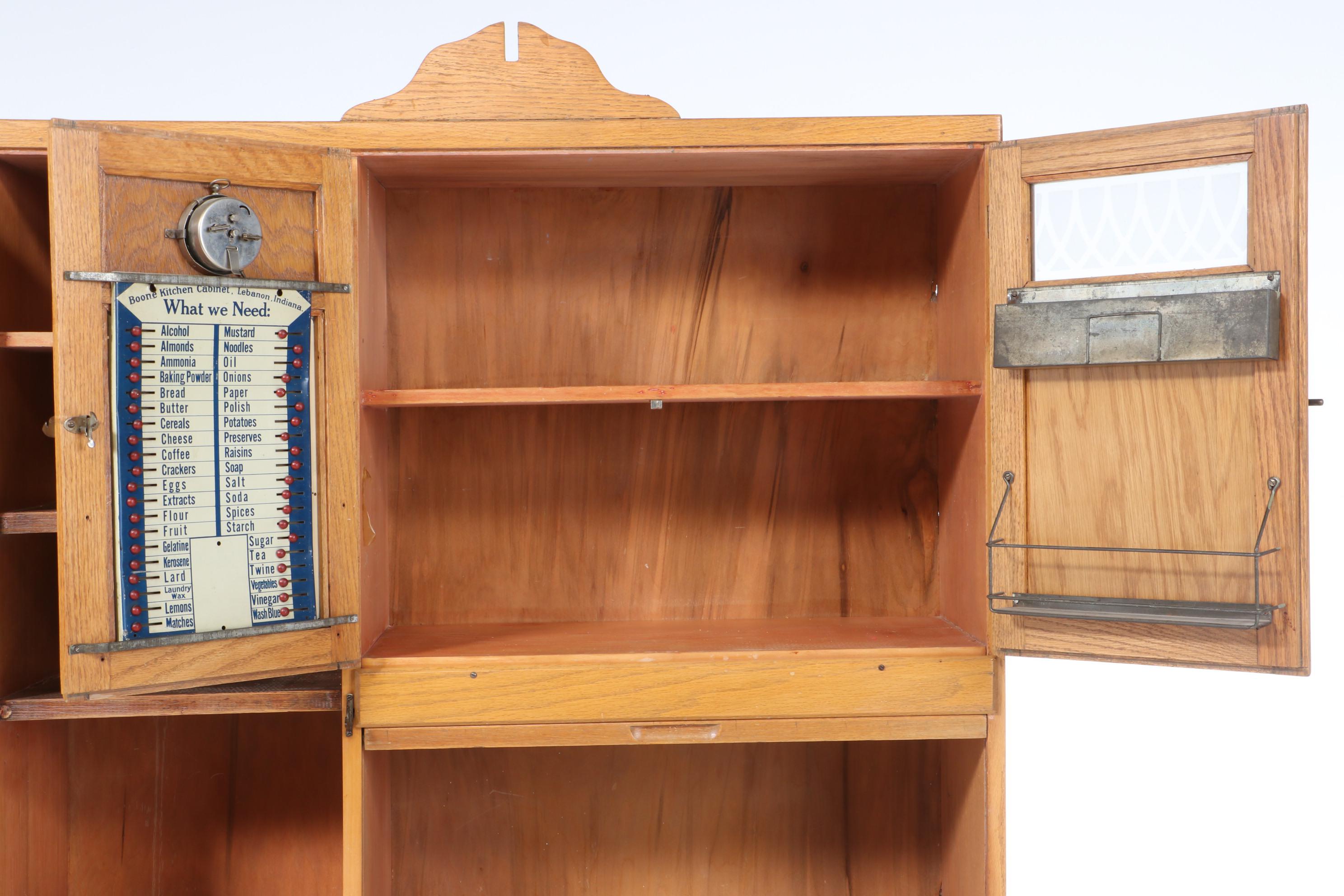 Boone Kitchen Cabinet Company Oak Hoosier-Style Cabinet, circa 1930