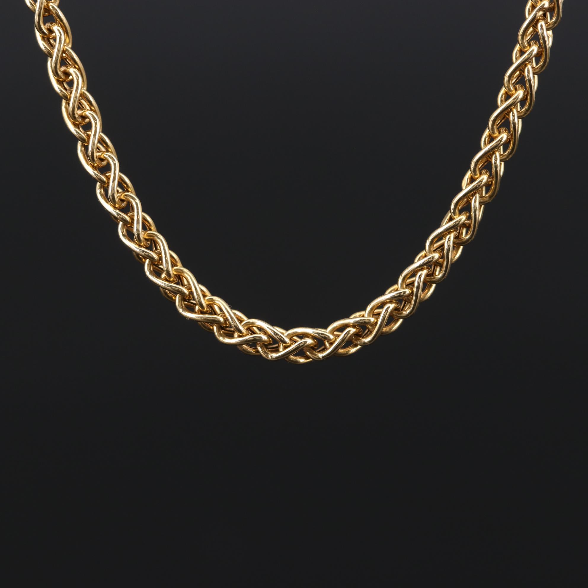 18K Yellow Gold Wheat Link Chain