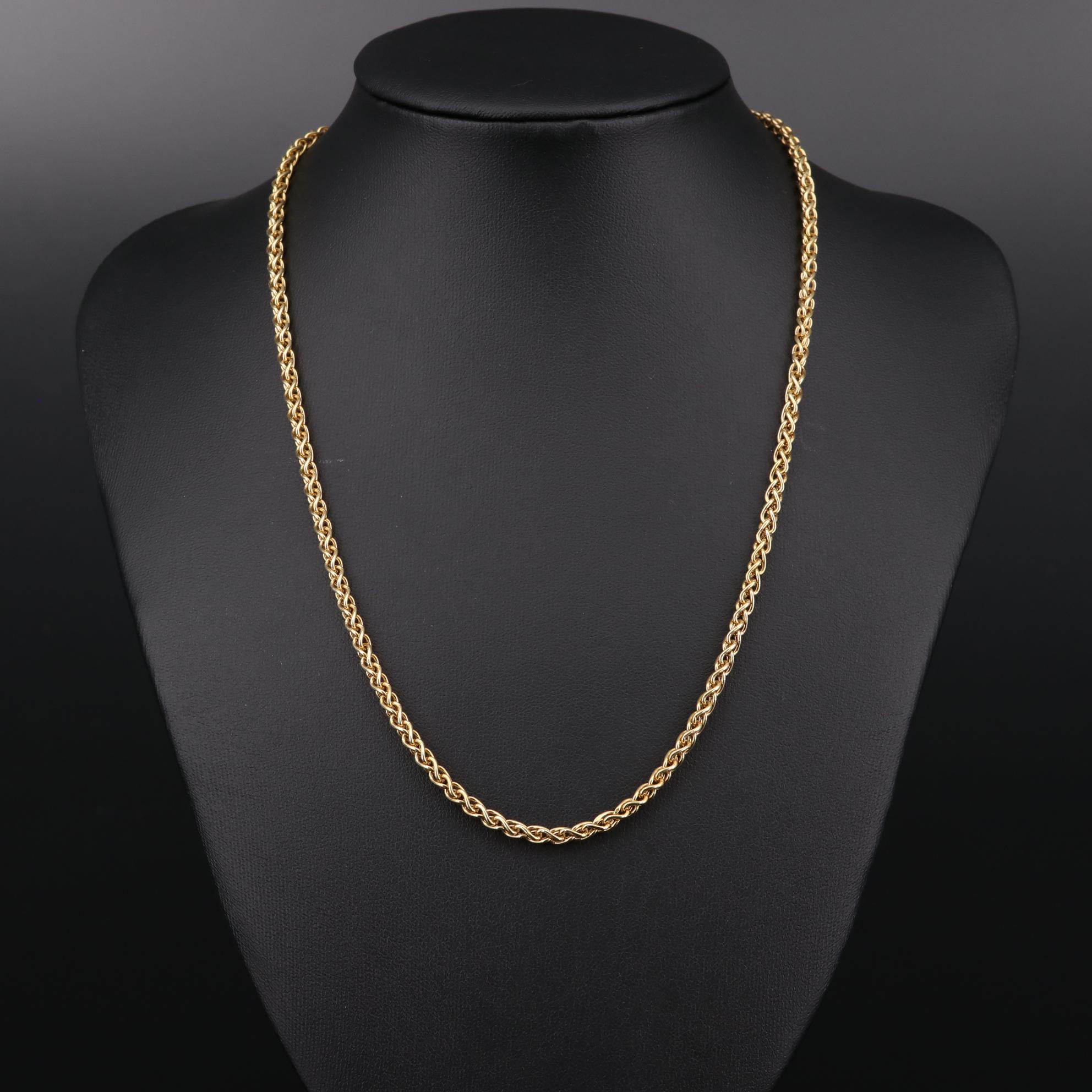 18K Yellow Gold Wheat Link Chain