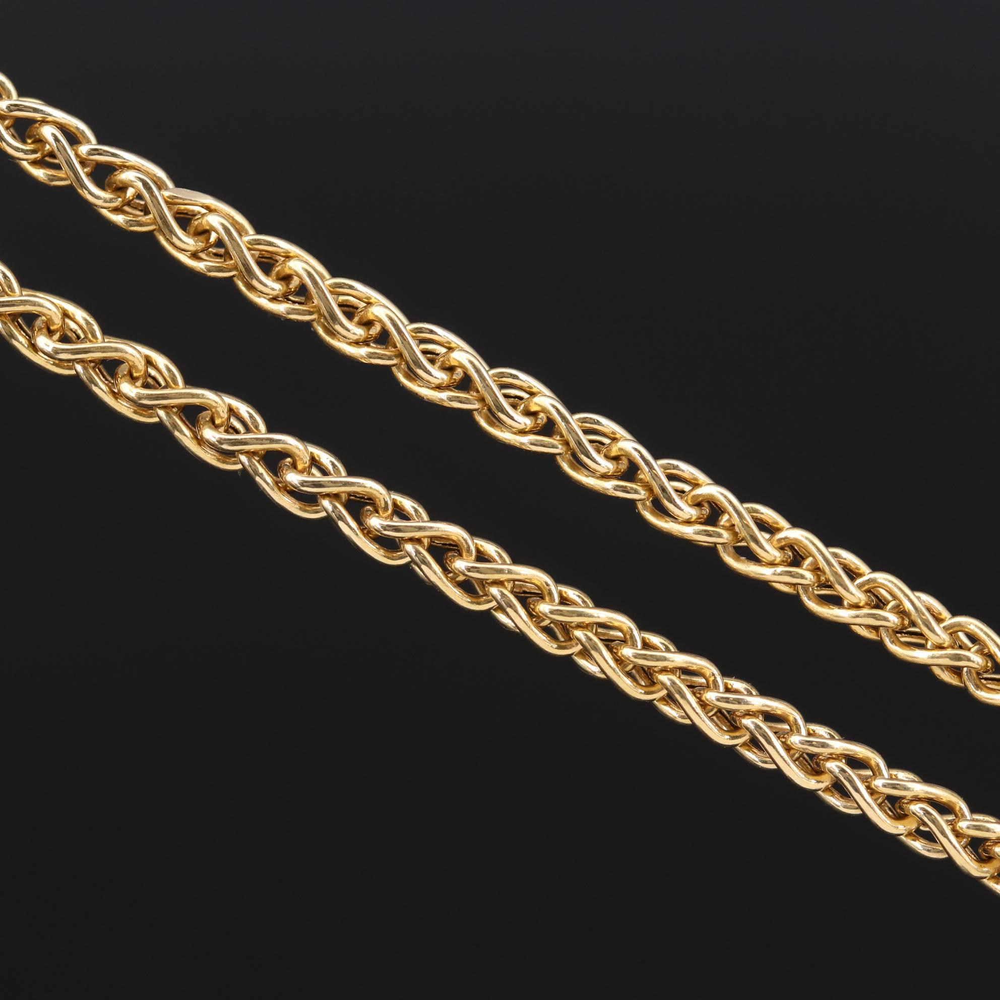 18K Yellow Gold Wheat Link Chain