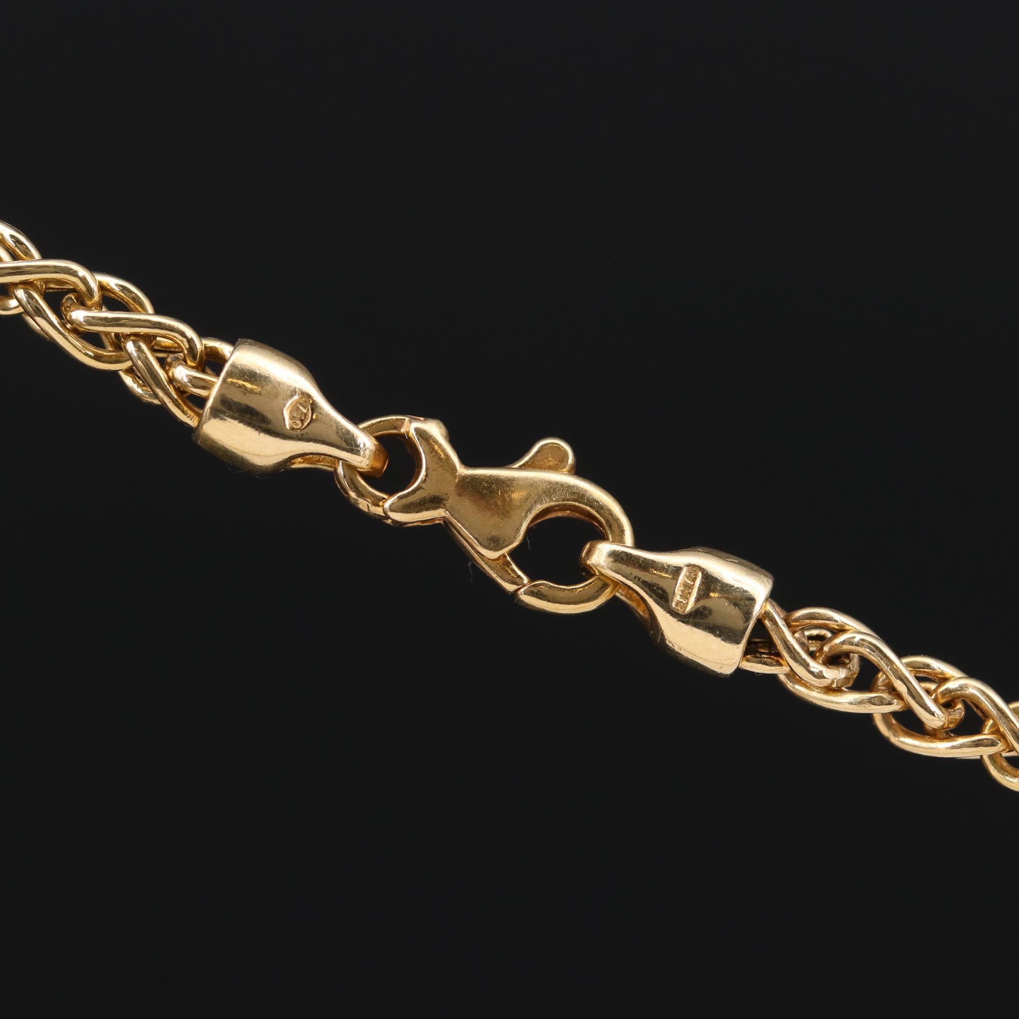 18K Yellow Gold Wheat Link Chain