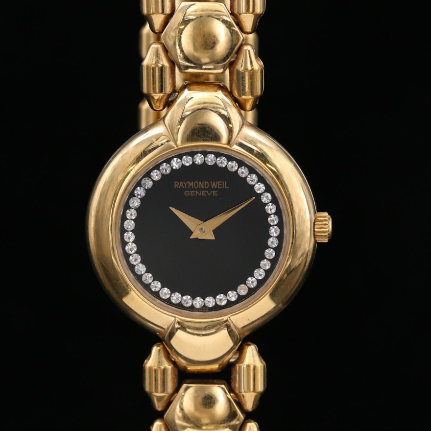 Raymond Weil Classic Gold Tone Quartz Wristwatch with Crystal Accents