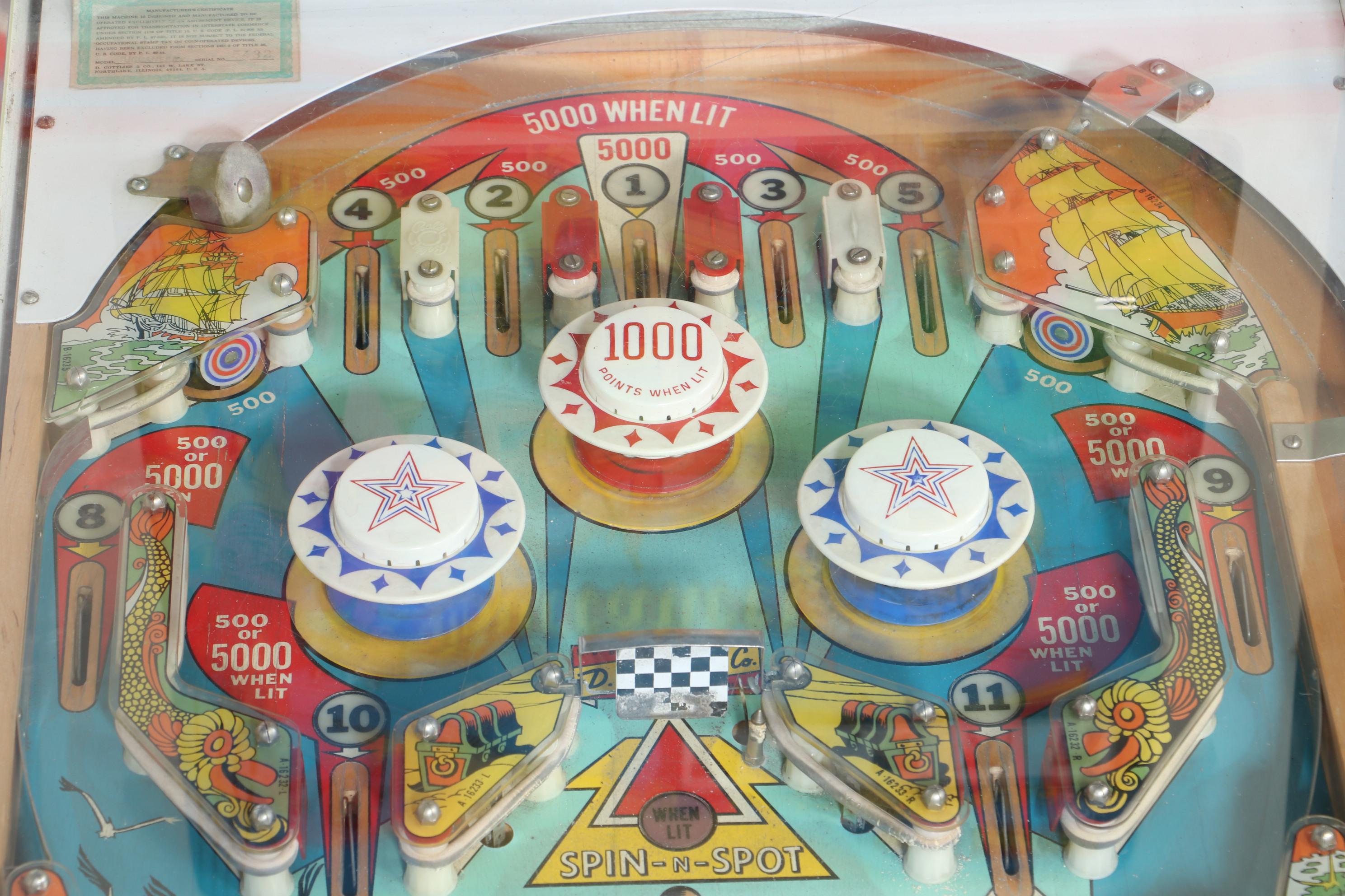 D. Gottlieb & Co. Buccaneer Pinball Machine, Mid 20th Century