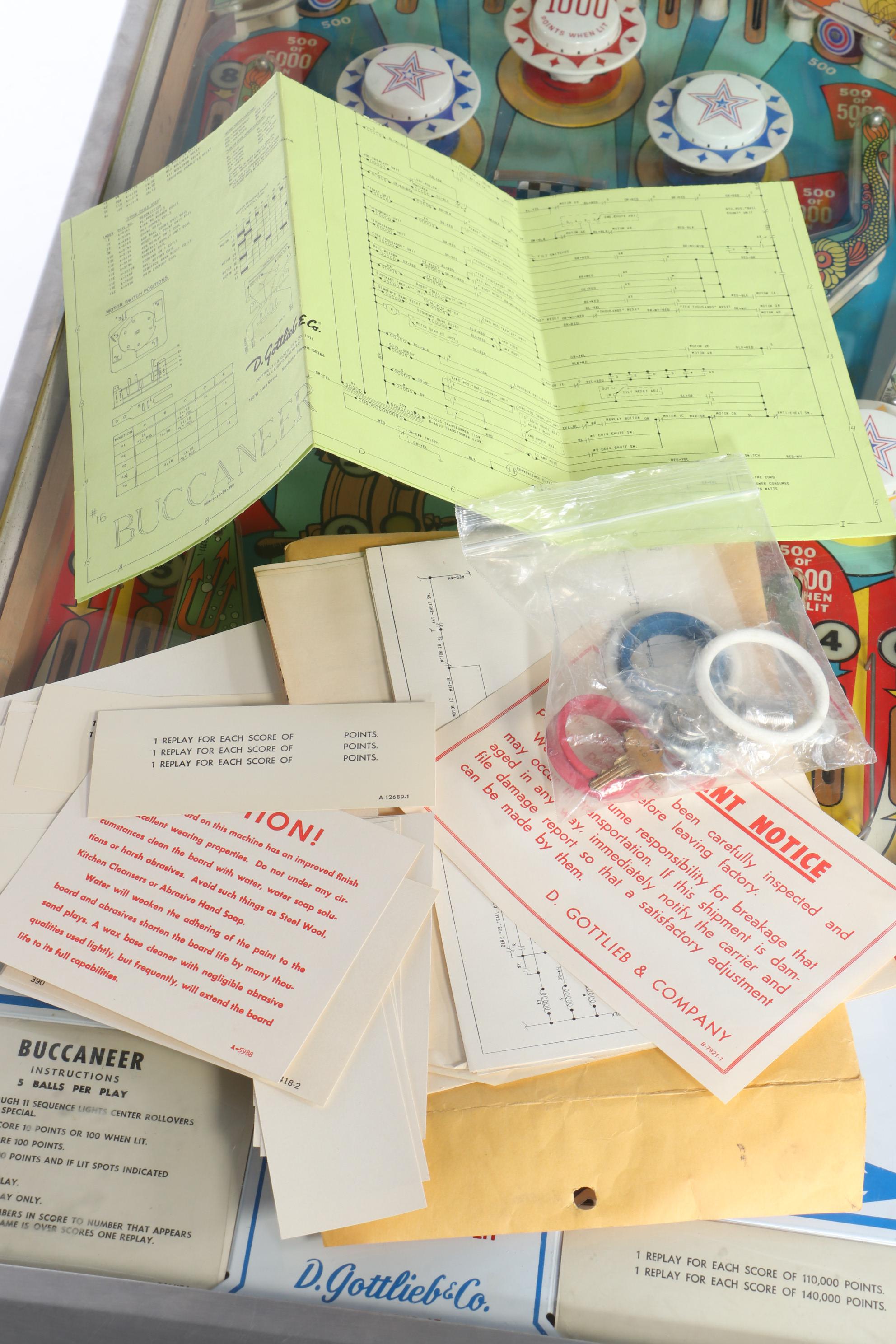 D. Gottlieb & Co. Buccaneer Pinball Machine, Mid 20th Century