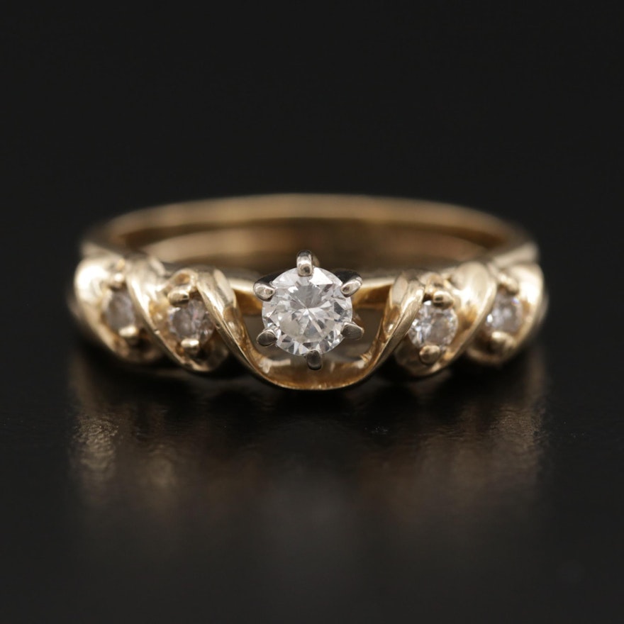 14K Yellow Gold Diamond Ring and Band