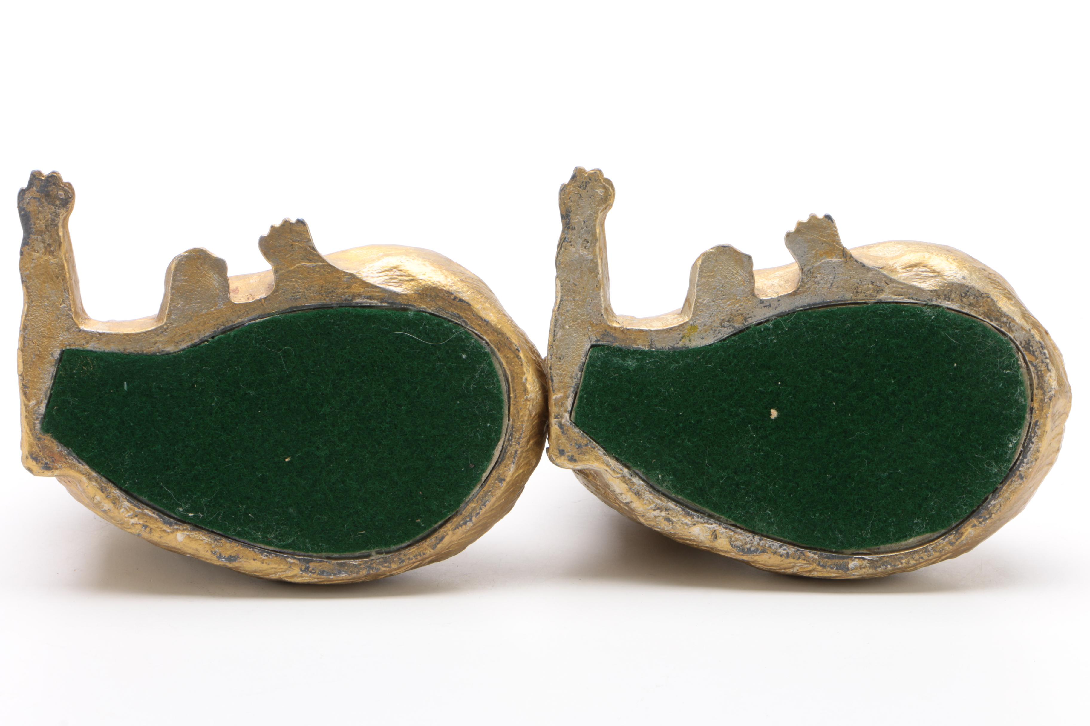 Gold Tone Collie Dog Bookends