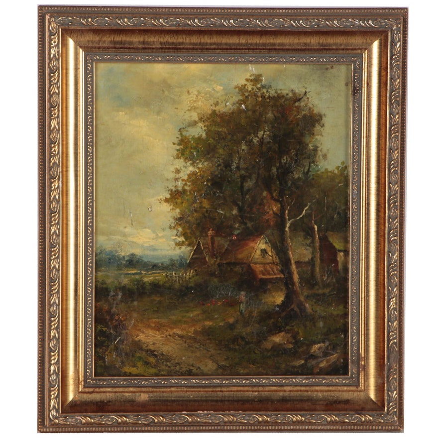 Pastoral Landscape Oil Painting, Early 20th Century