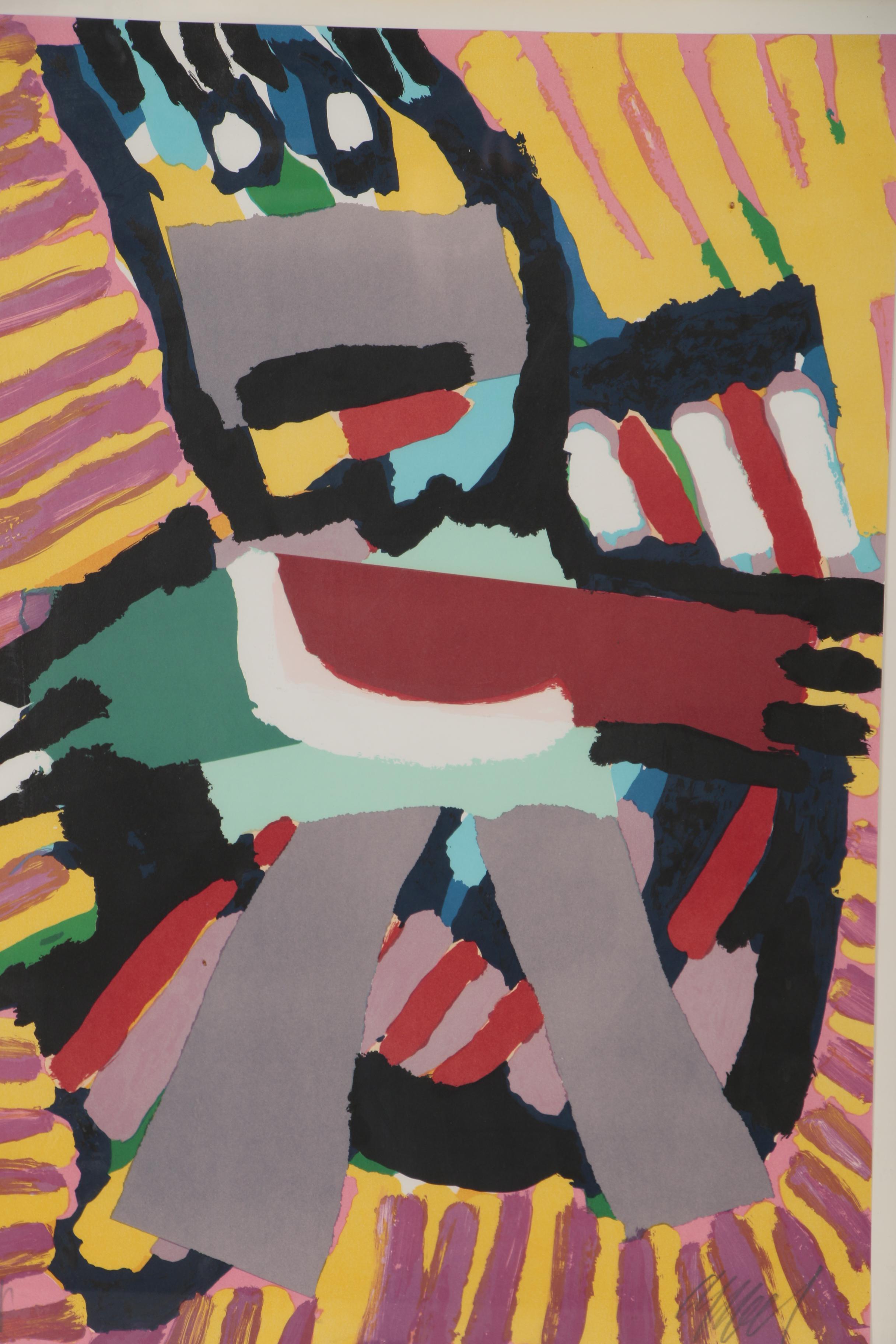 Karel Appel Color Lithograph "Blue Boy"