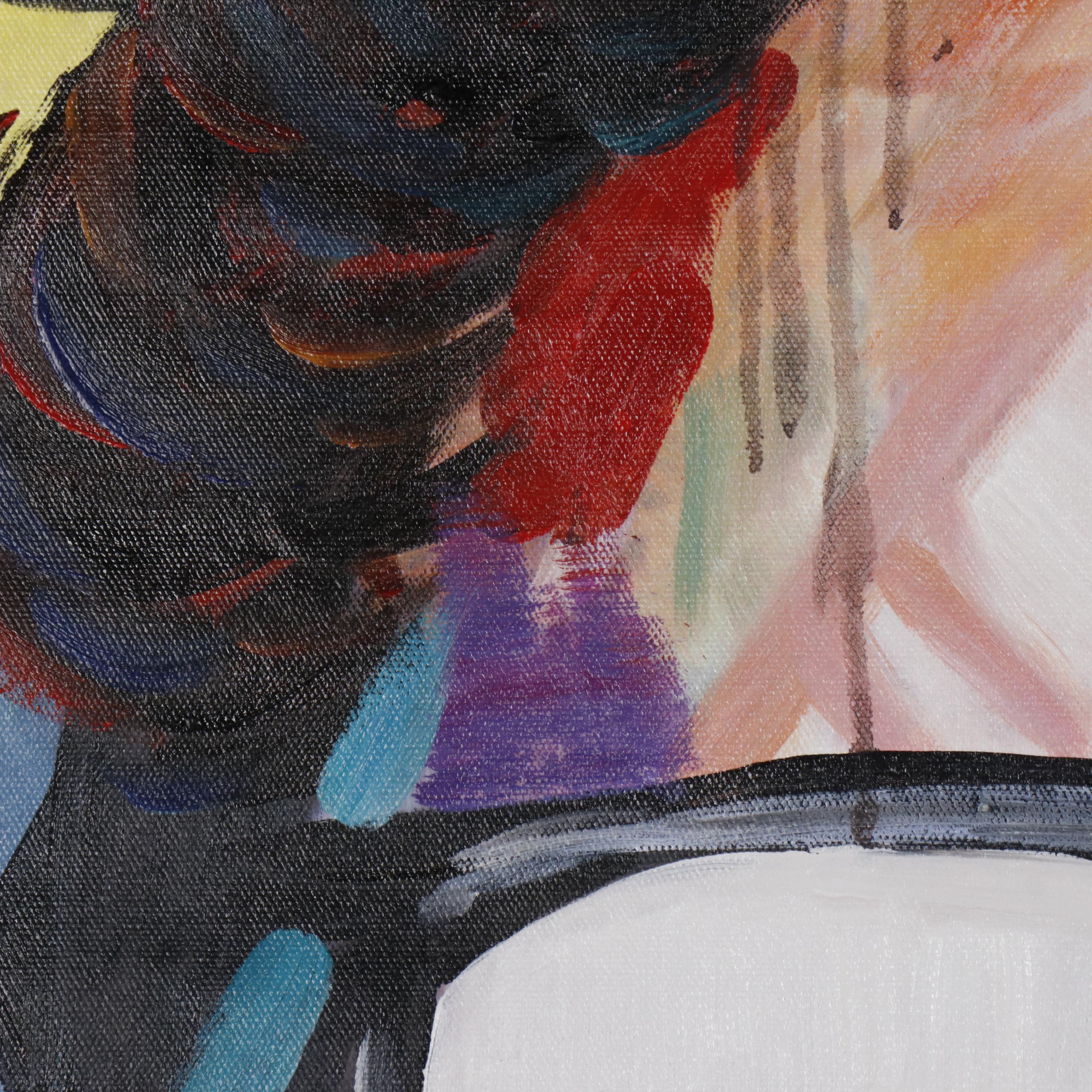 Sergei Beliakov Acrylic Painting of Figure in Sunglasses