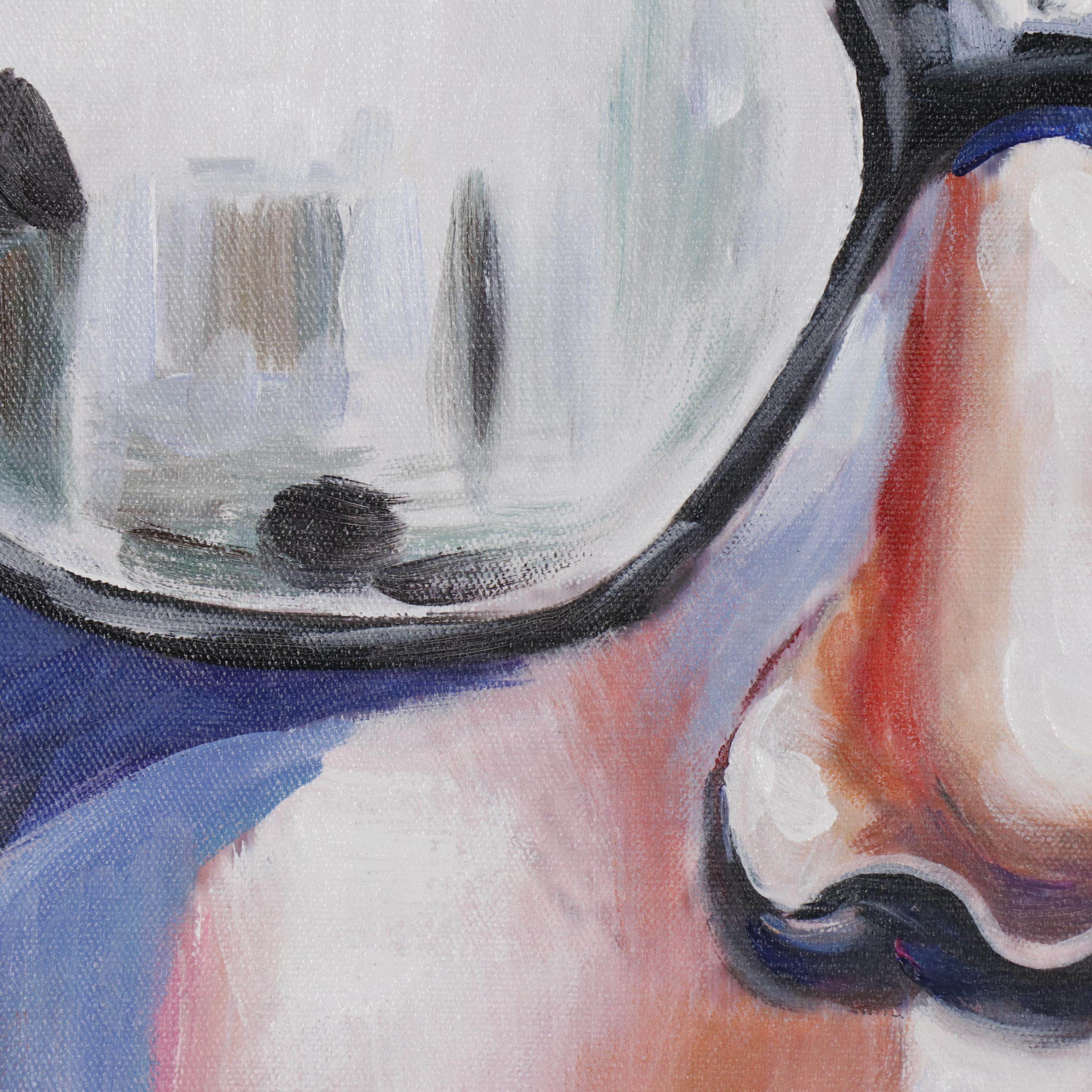 Sergei Beliakov Acrylic Painting of Figure in Sunglasses