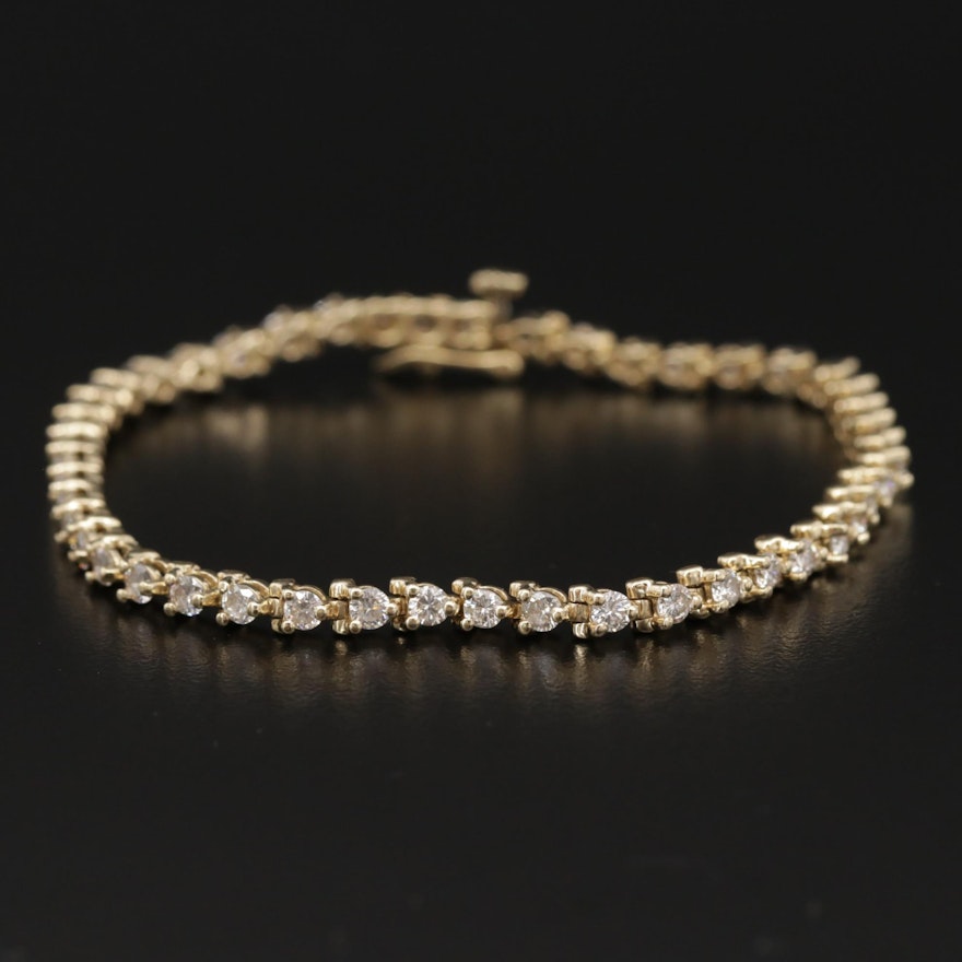 14K Yellow Gold 2.82 CTW Diamond Line Bracelet