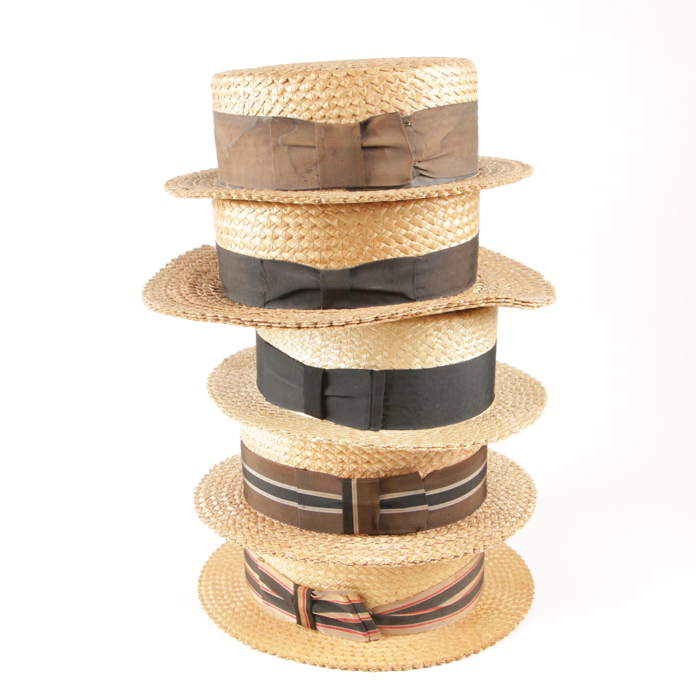Thomas Begg Original and Paragon Straw Boater Hats, Vintage