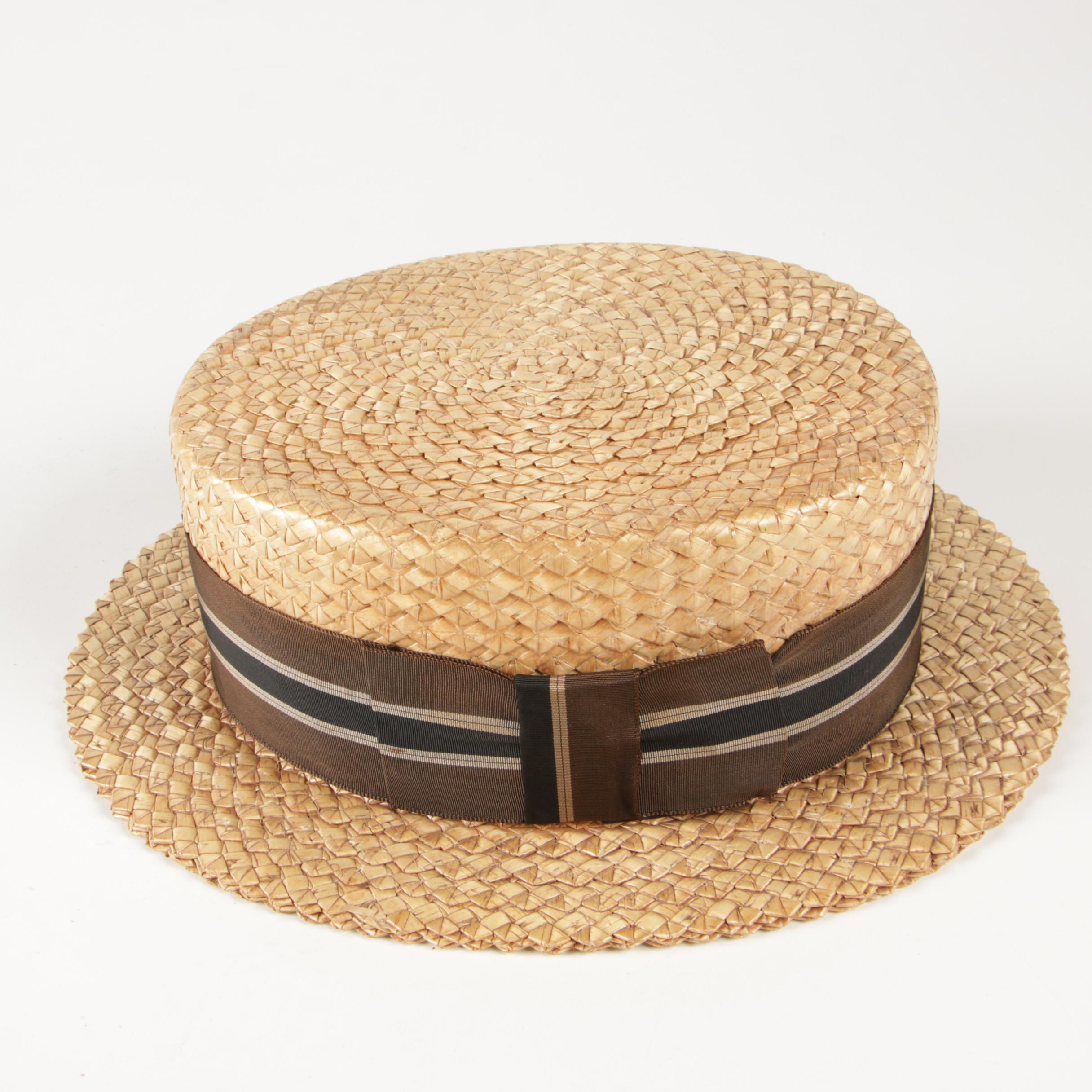 Thomas Begg Original and Paragon Straw Boater Hats, Vintage
