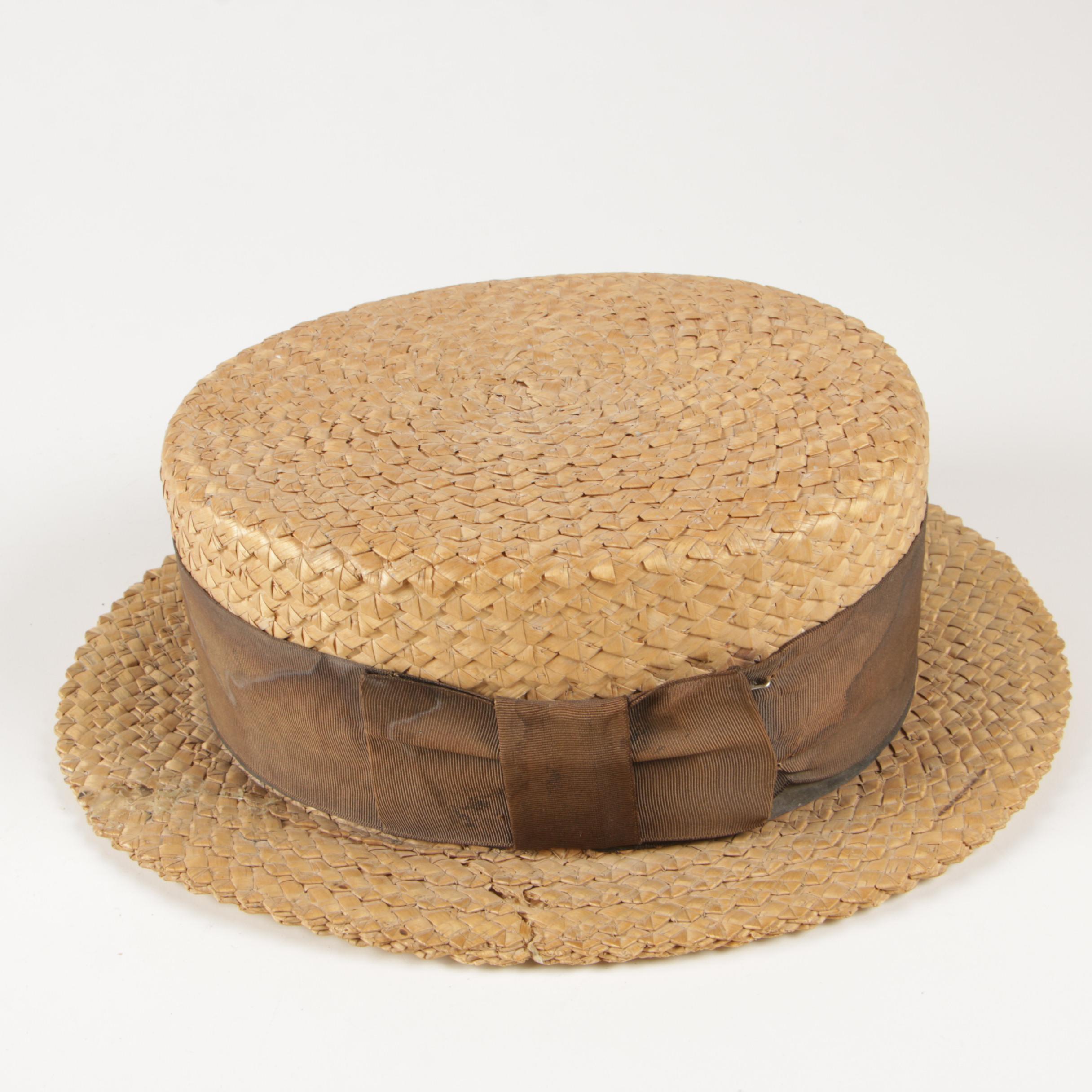 Thomas Begg Original and Paragon Straw Boater Hats, Vintage