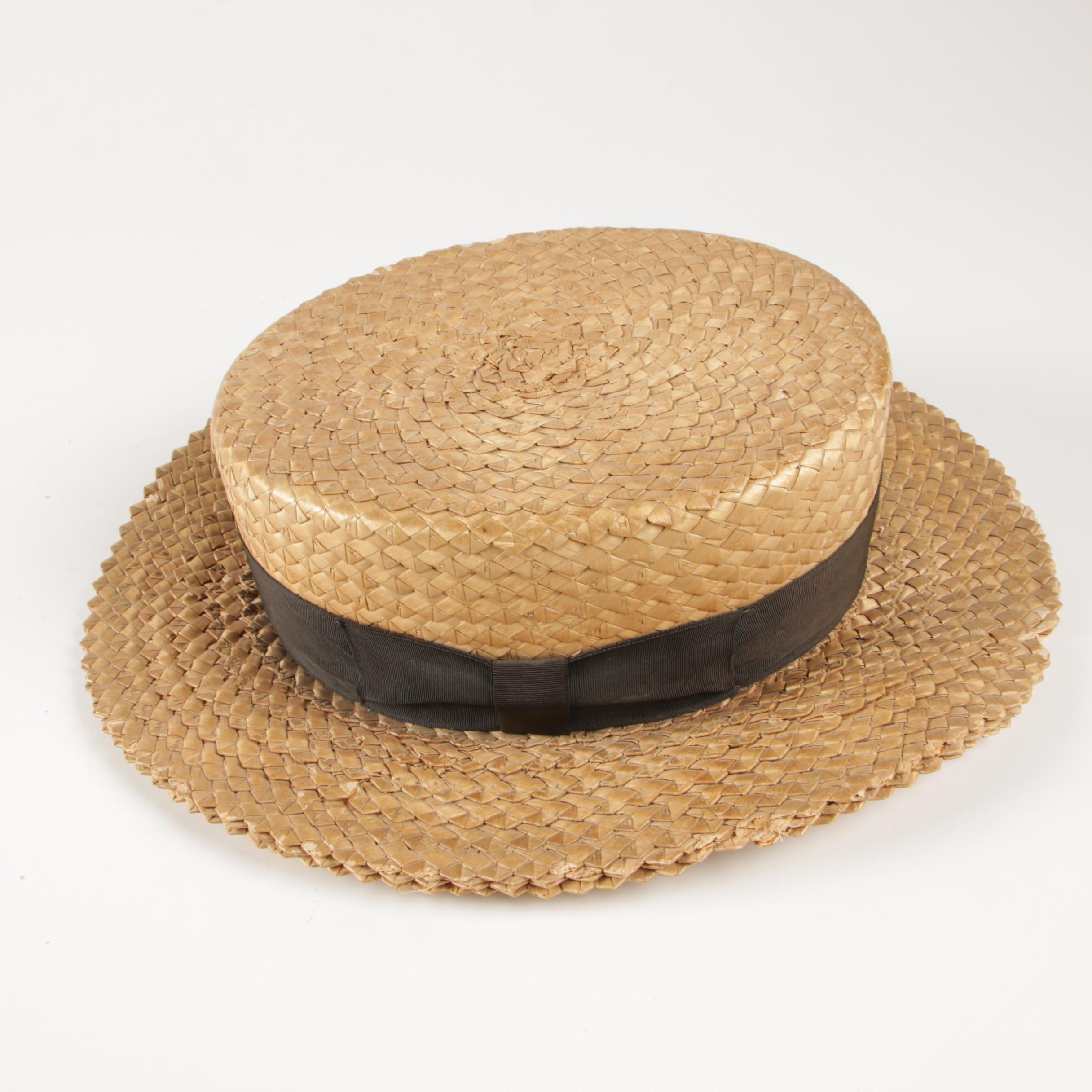 Thomas Begg Original and Paragon Straw Boater Hats, Vintage