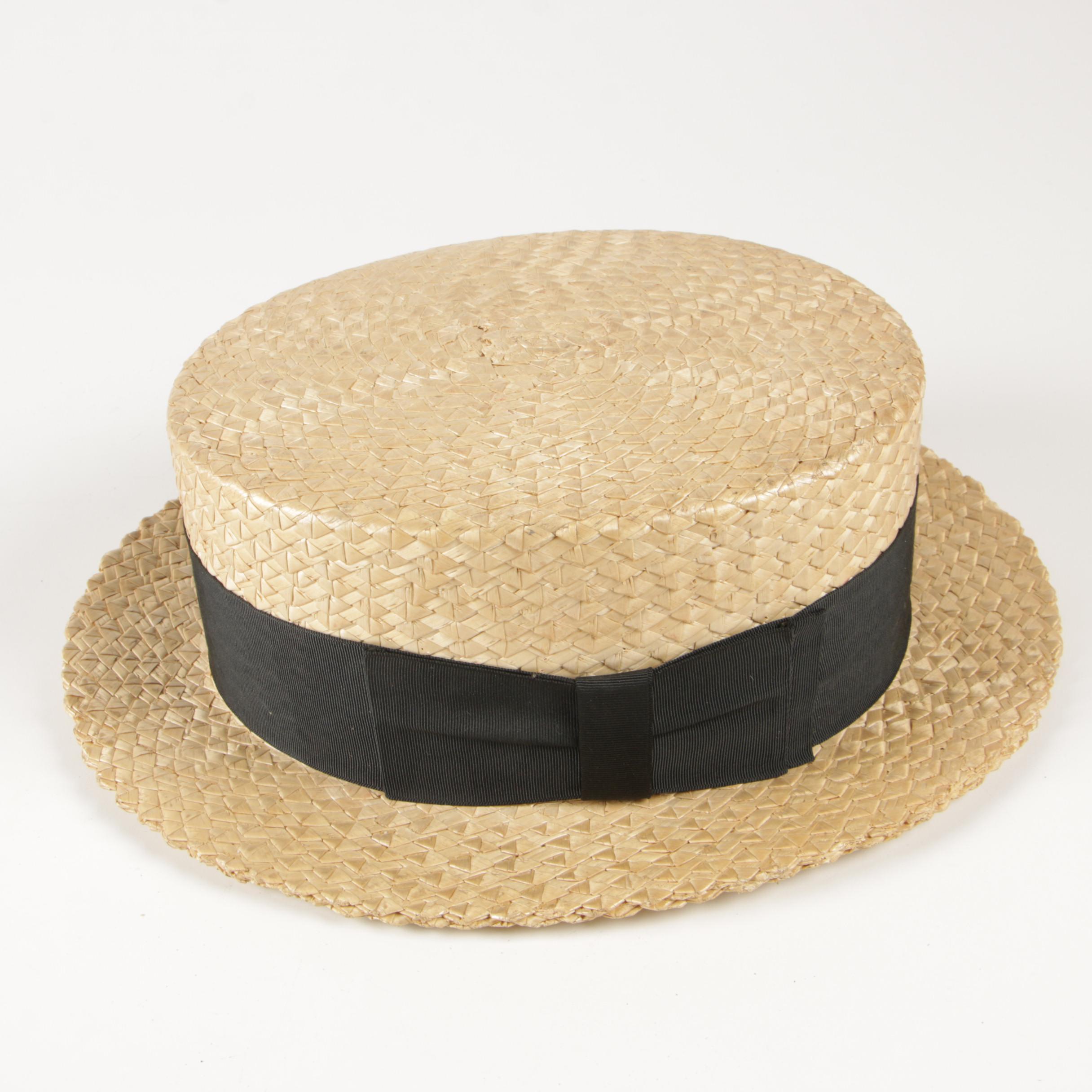 Thomas Begg Original and Paragon Straw Boater Hats, Vintage