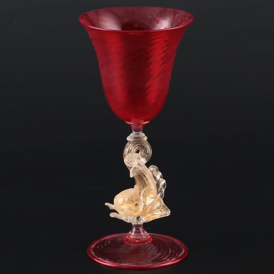 Murano Style Art Glass Stemware