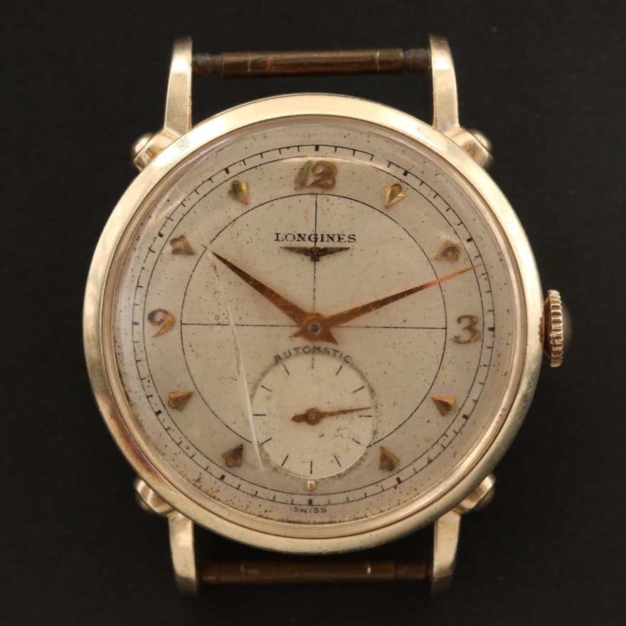 Vintage Longines Anniversary 14K Gold Automatic Wristwatch, 1951