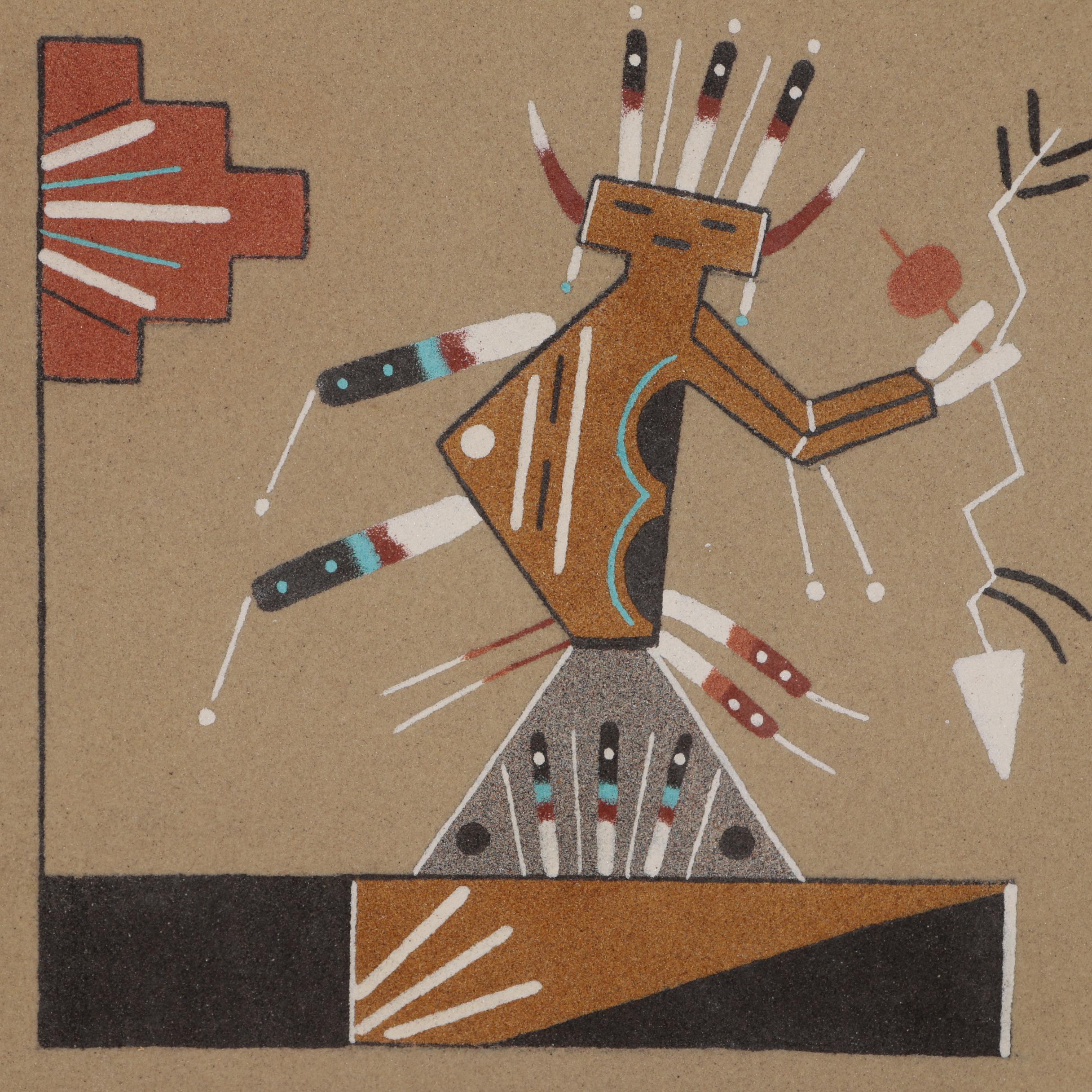 M. Yazzie Sand Painting "The Hunch Back Figure"