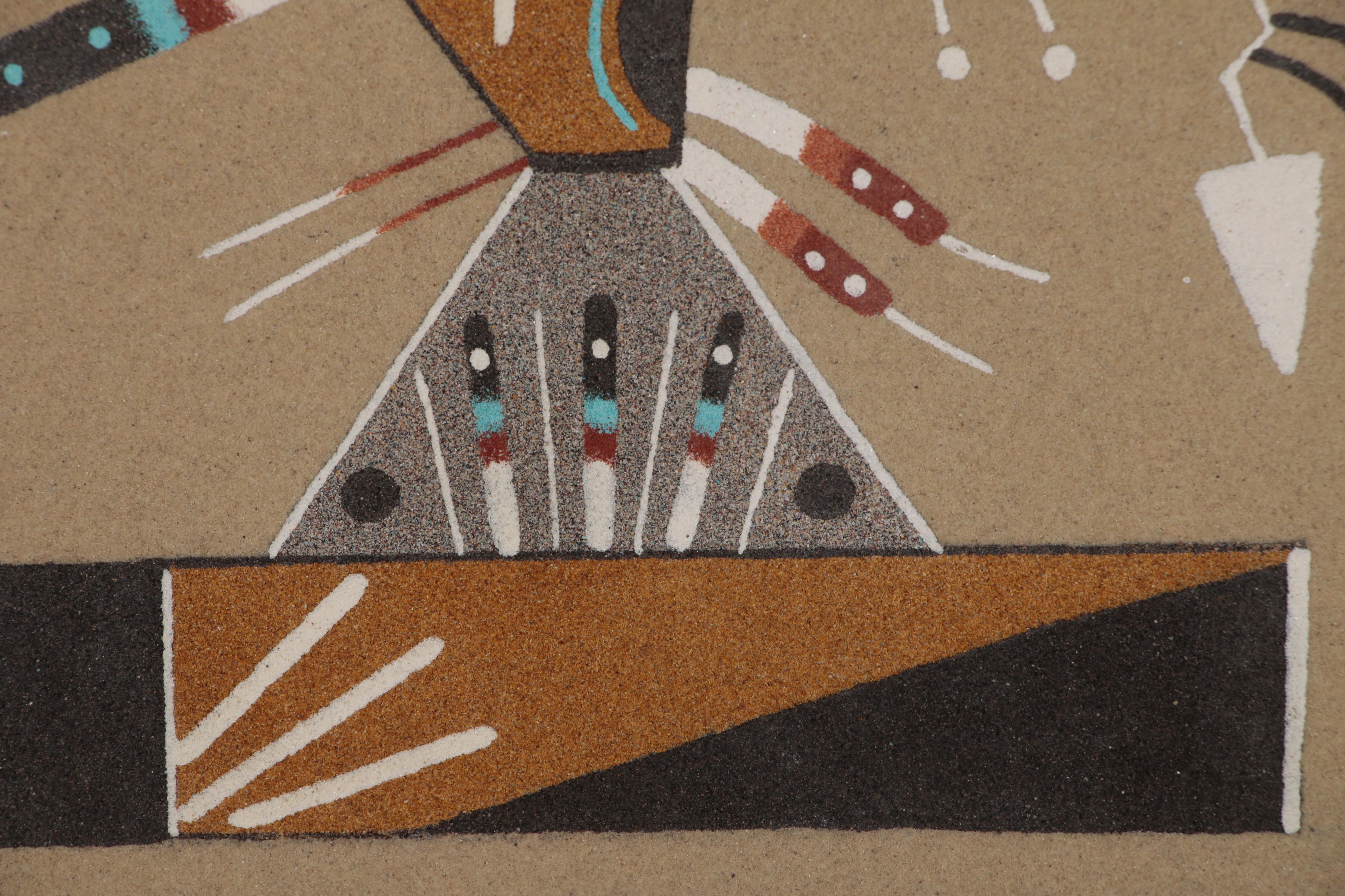 M. Yazzie Sand Painting "The Hunch Back Figure"