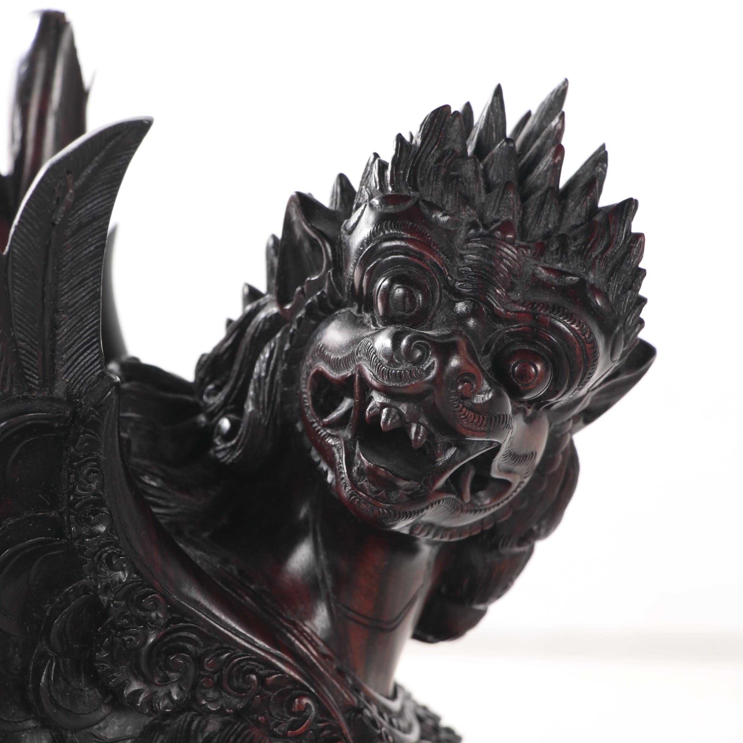 Balinese Njana Tilem Gallery Carved Hardwood Winged Lion