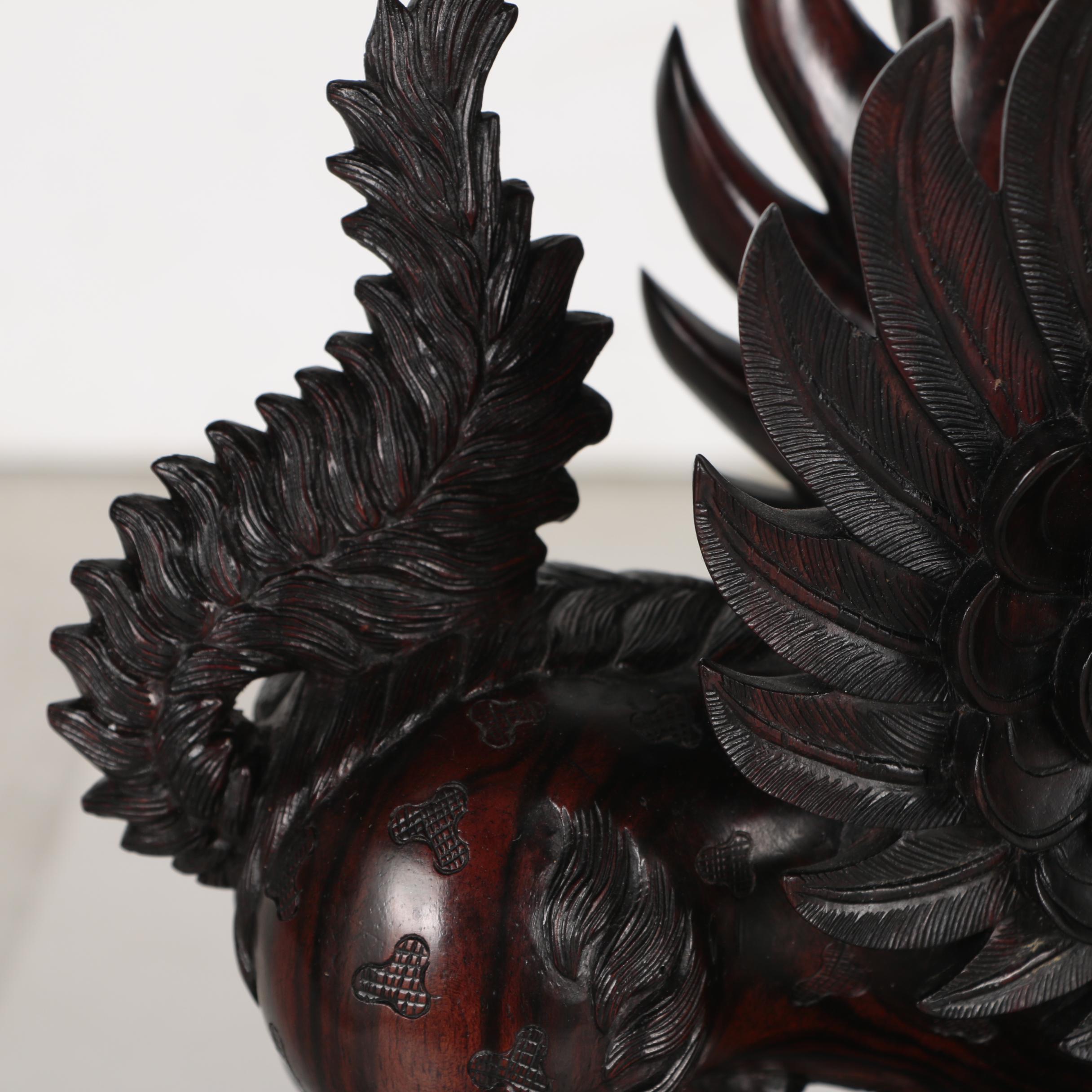 Balinese Njana Tilem Gallery Carved Hardwood Winged Lion