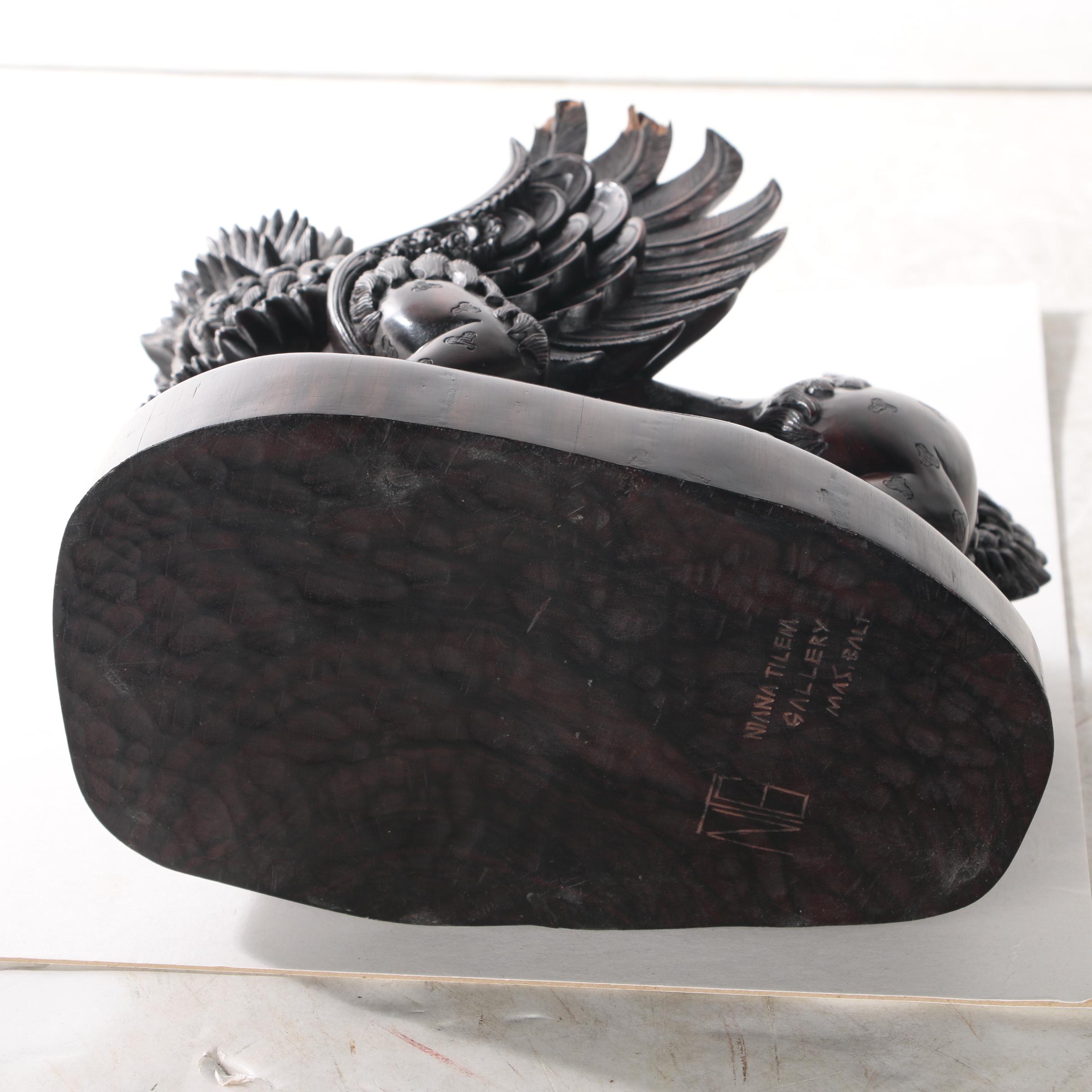 Balinese Njana Tilem Gallery Carved Hardwood Winged Lion
