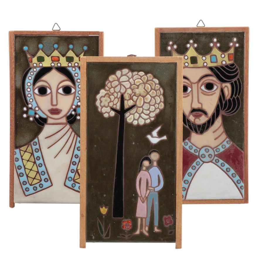Helen Michaelides King and Queen Portraits and Couple Tiles, 1960s