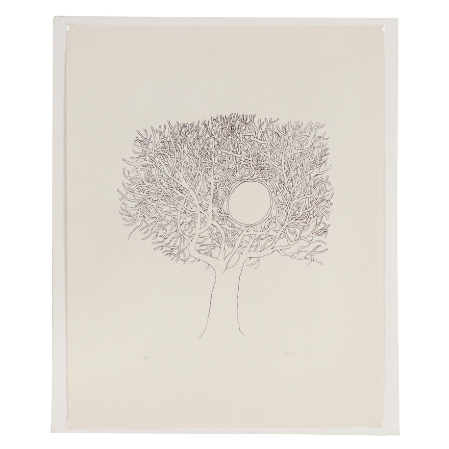 Jean-Michel Folon Lithograph of Tree