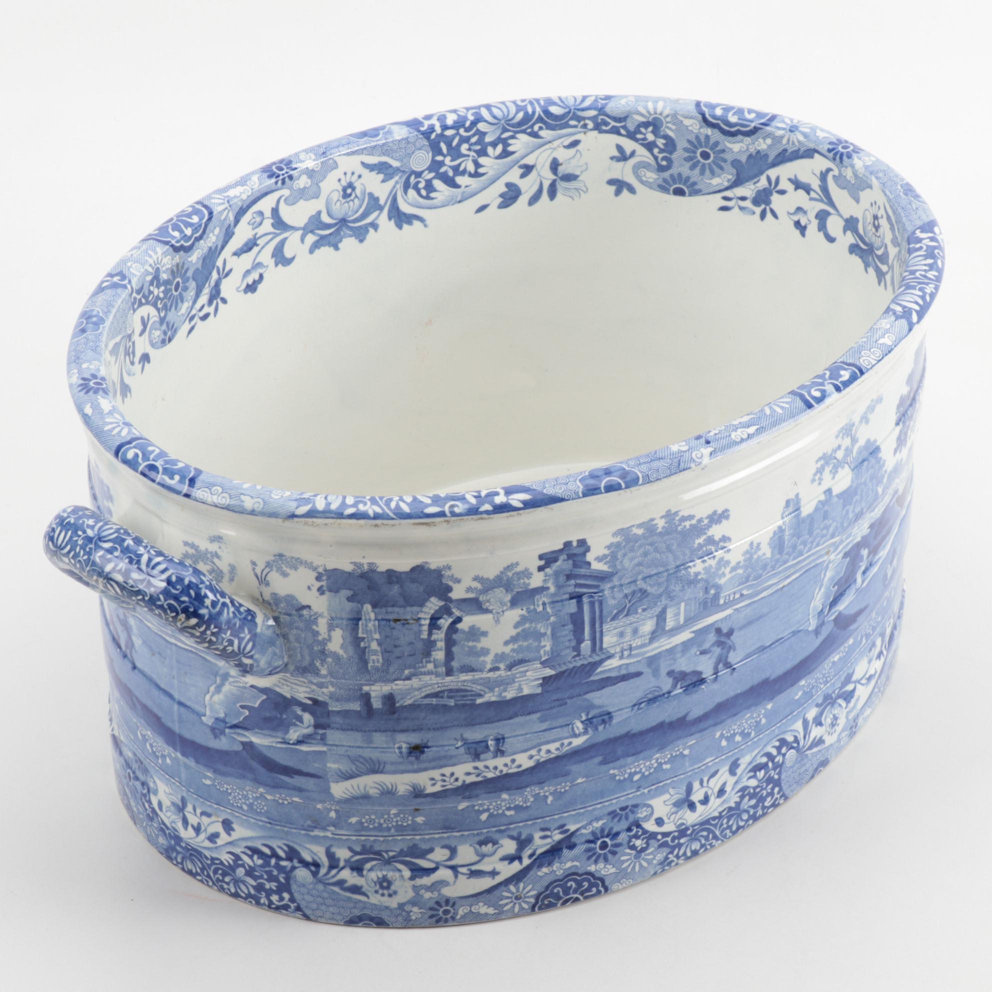 Spode Blue and White Transfer Printed "Italian" Foot Bath, 1820