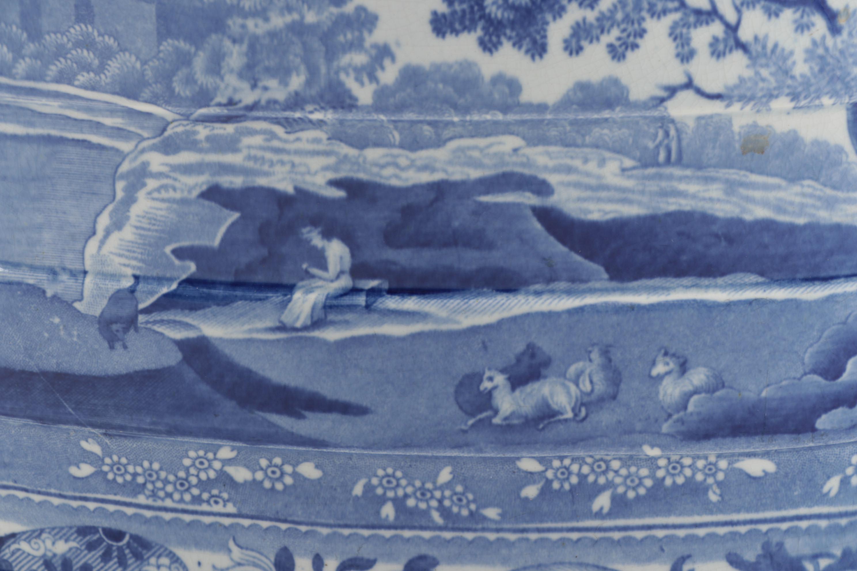 Spode Blue and White Transfer Printed "Italian" Foot Bath, 1820