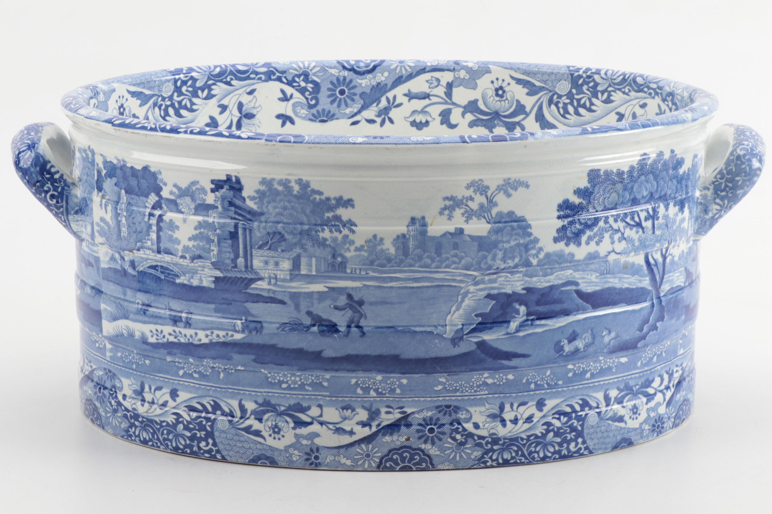 Spode Blue and White Transfer Printed "Italian" Foot Bath, 1820