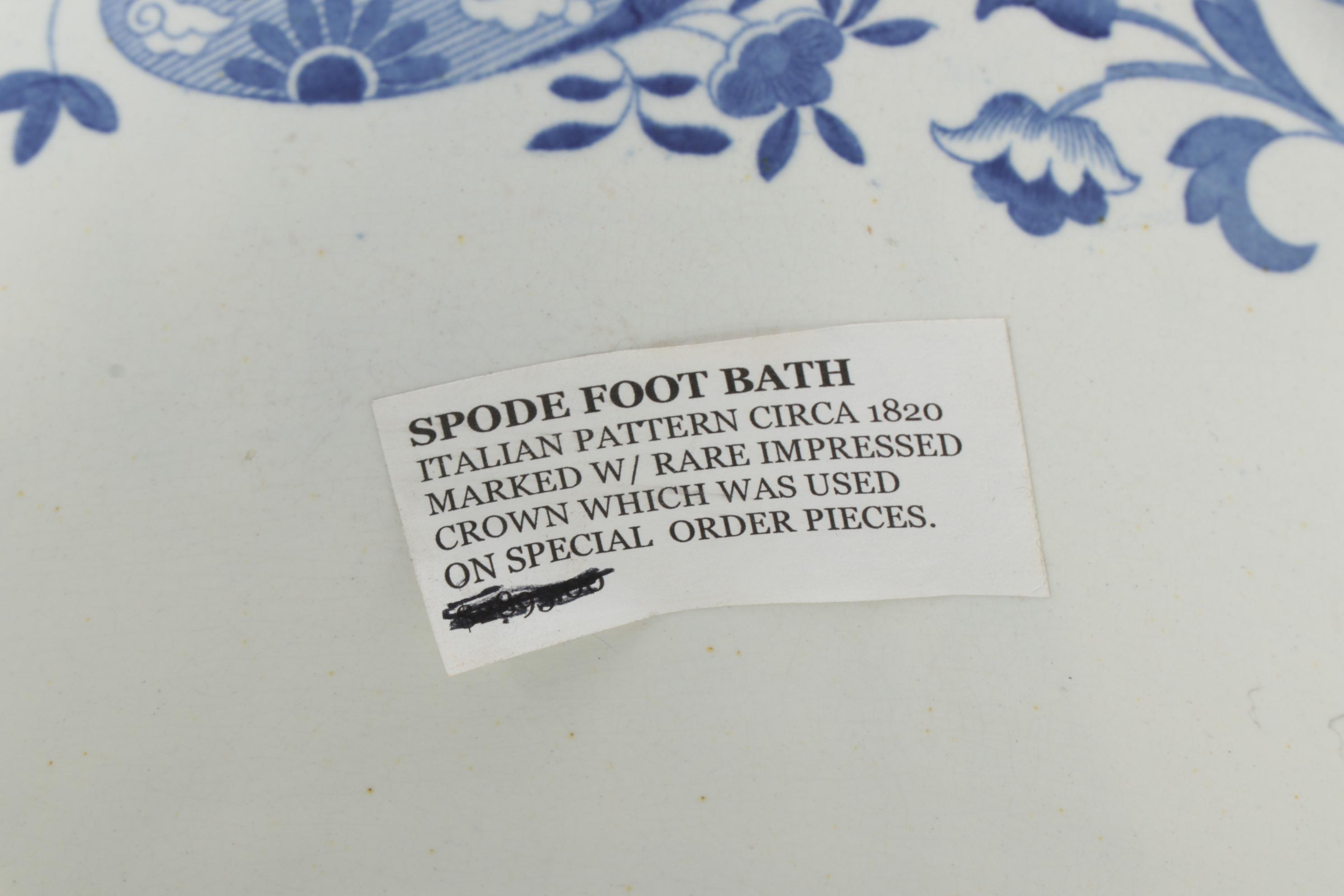 Spode Blue and White Transfer Printed "Italian" Foot Bath, 1820