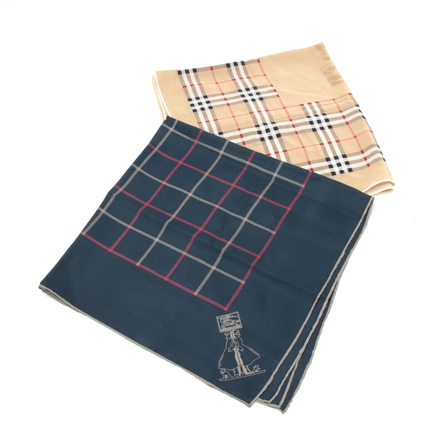 Burberry Plaid Silk Scarves, Vintage and Contemporary