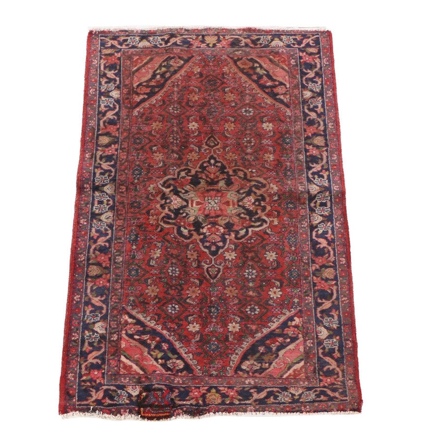 4'0 x 6'6 Hand-Knotted Persian Hamadan Wool Rug